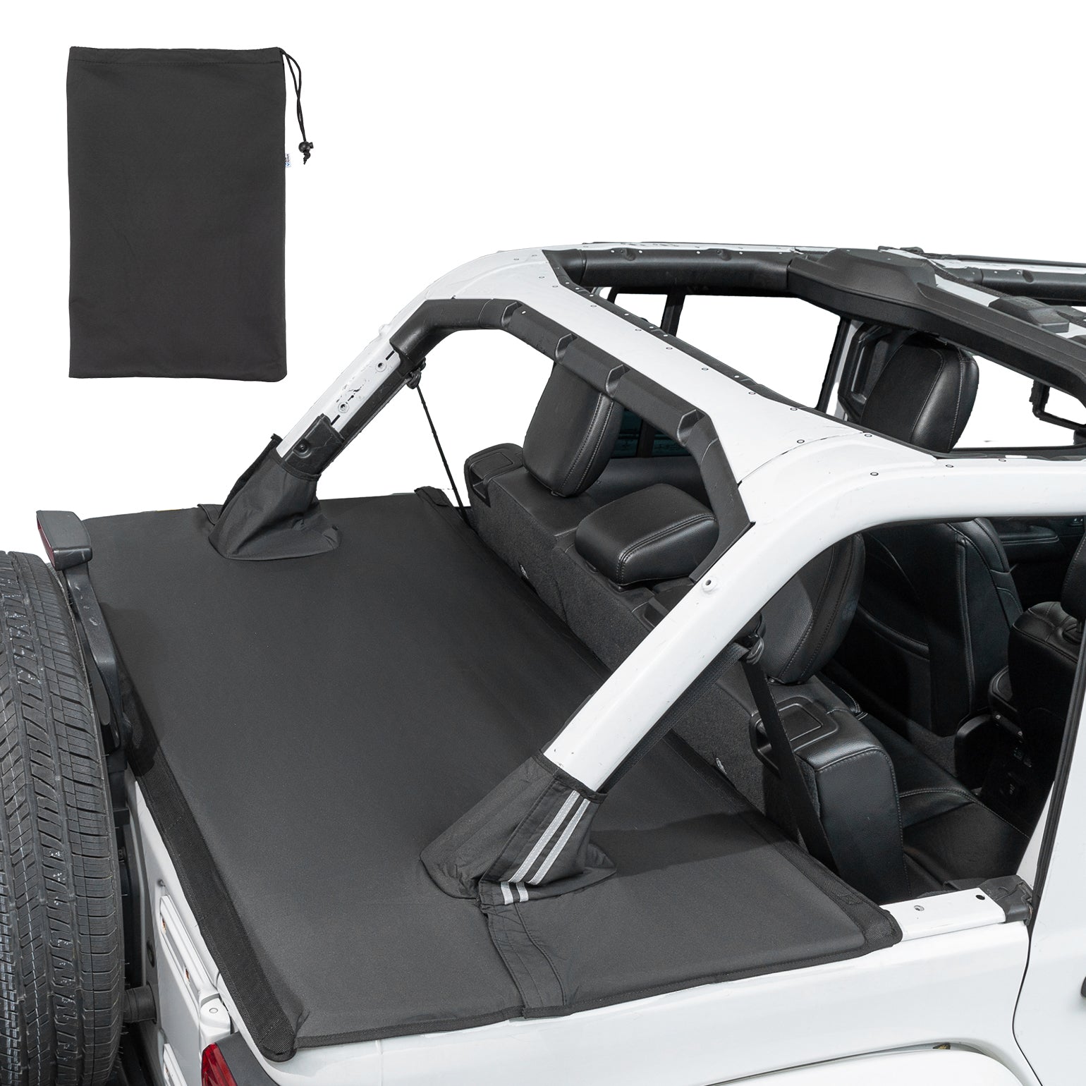 Cargo Cover for Jeep Wrangler JLU 4-Door (2018–2026) – Waterproof Trunk Cover with Suction Mount