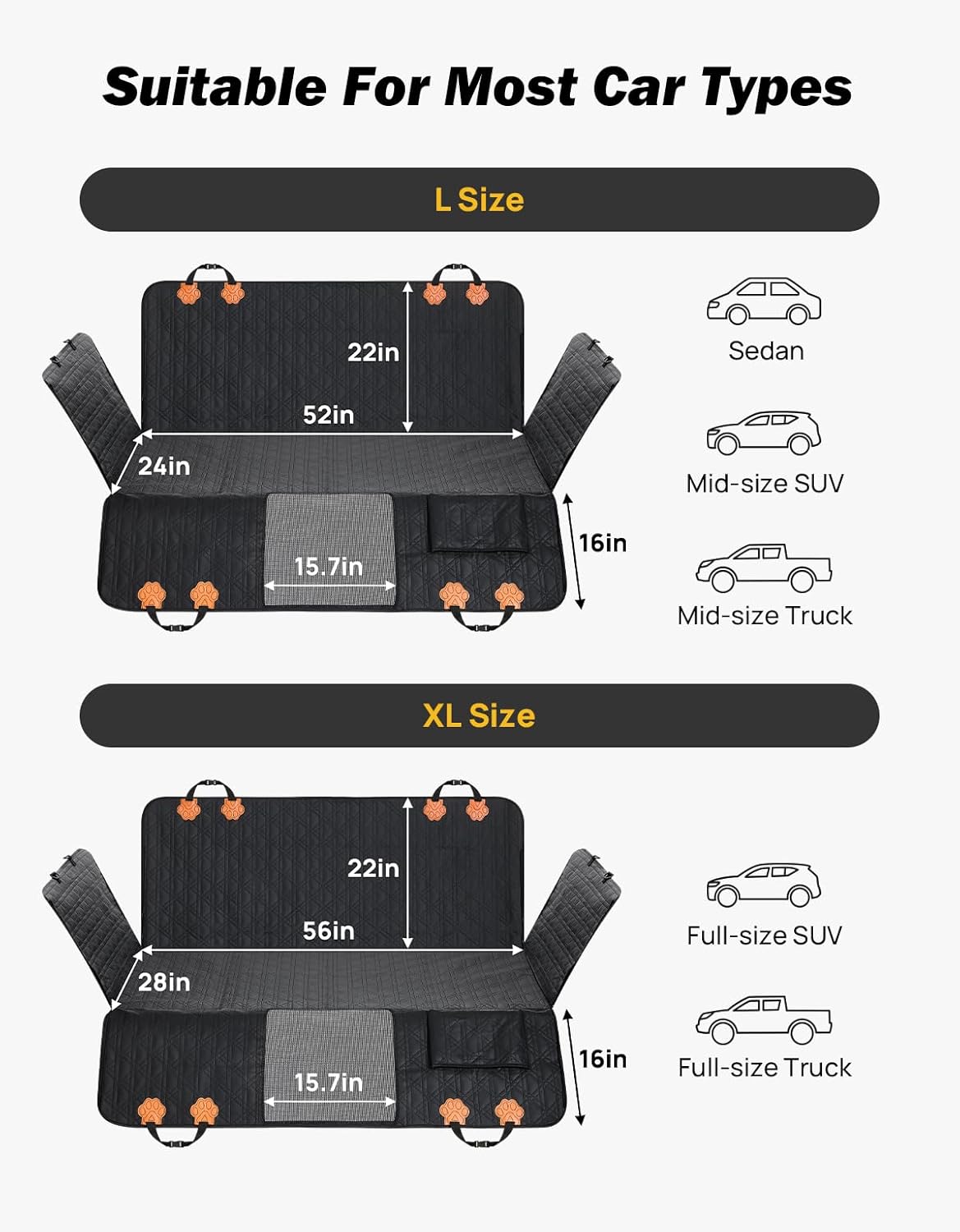 Dog Back Seat Extender with Hard Bottom – Truck & SUV Seat Cover
