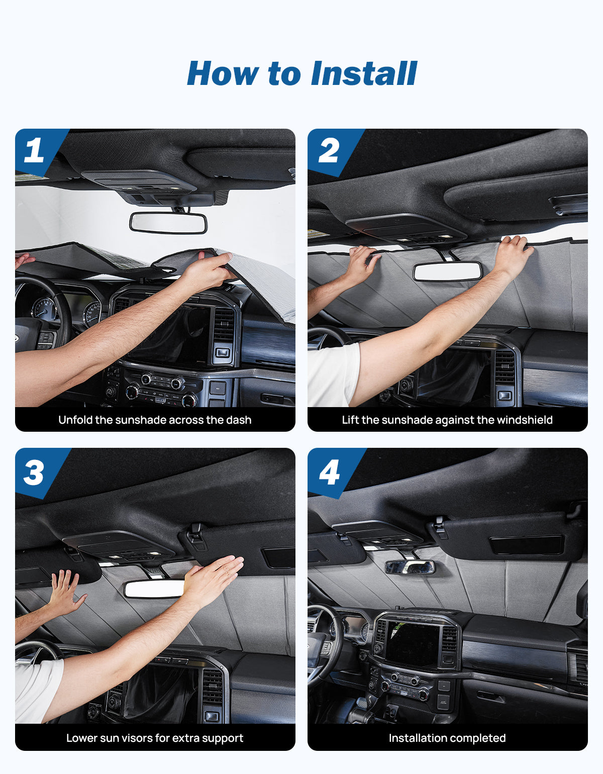 Windshield Sun Shade for Ford F150 F250 F350 (2015–2026)