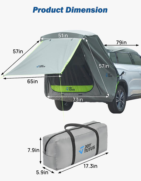SUV Tailgate Tent with Awning Shade, Car Roof Canopy and Poles