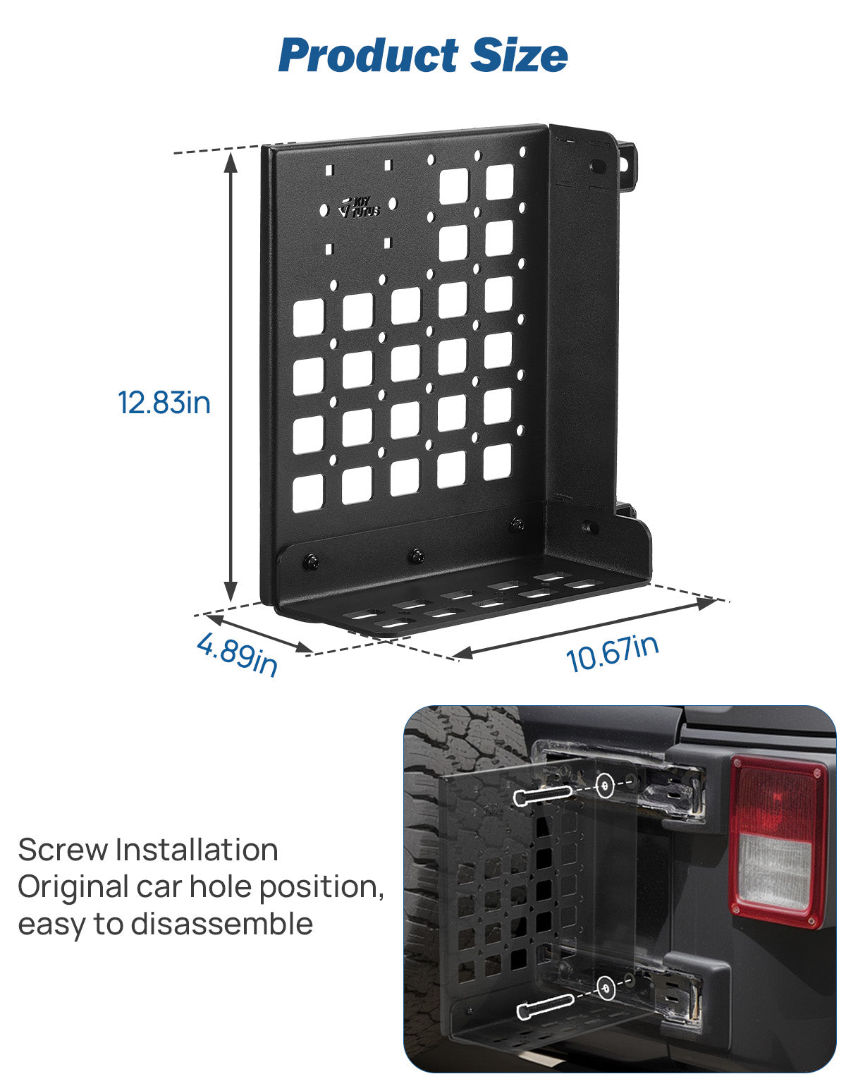 Gas Can Mount for Wrangler JK 2007-2018 with Versatile Molle Panel and 220LBS Step