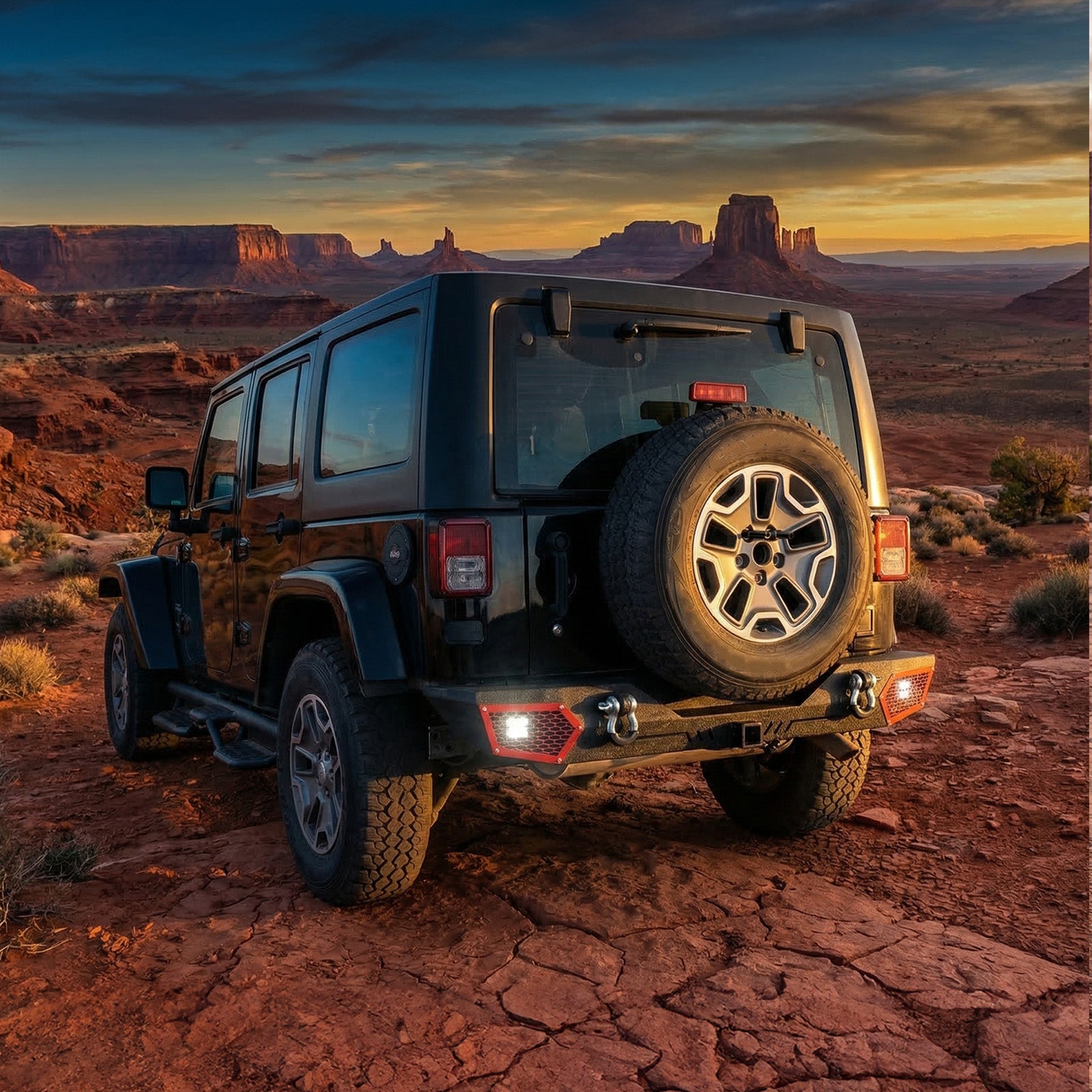 Steel Rear Bumper for 2007–2018 Wrangler JK & JKU - Dual LED Lights