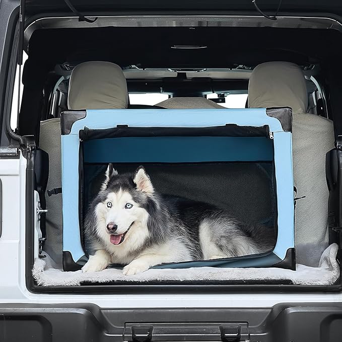 32” Collapsible Dog Crate for Car Travel, Portable Foldable Pet Crate