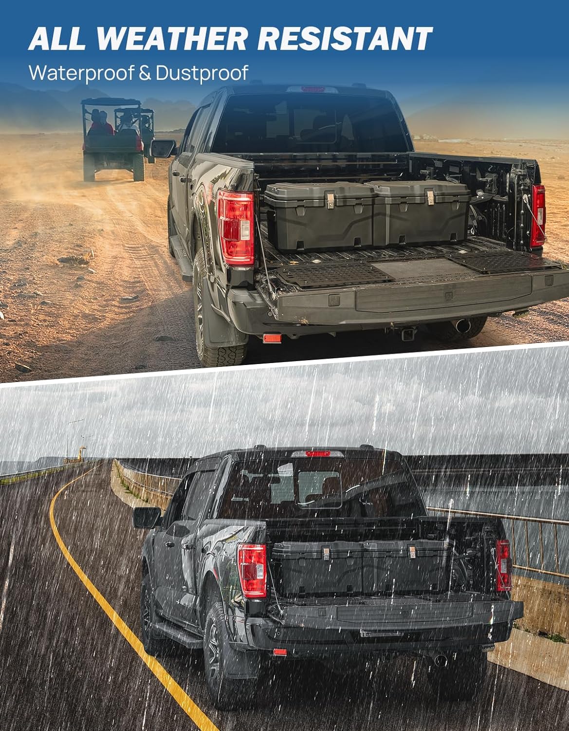 Lockable 160Qt Waterproof Truck Bed Tool Box for Pickup Trucks