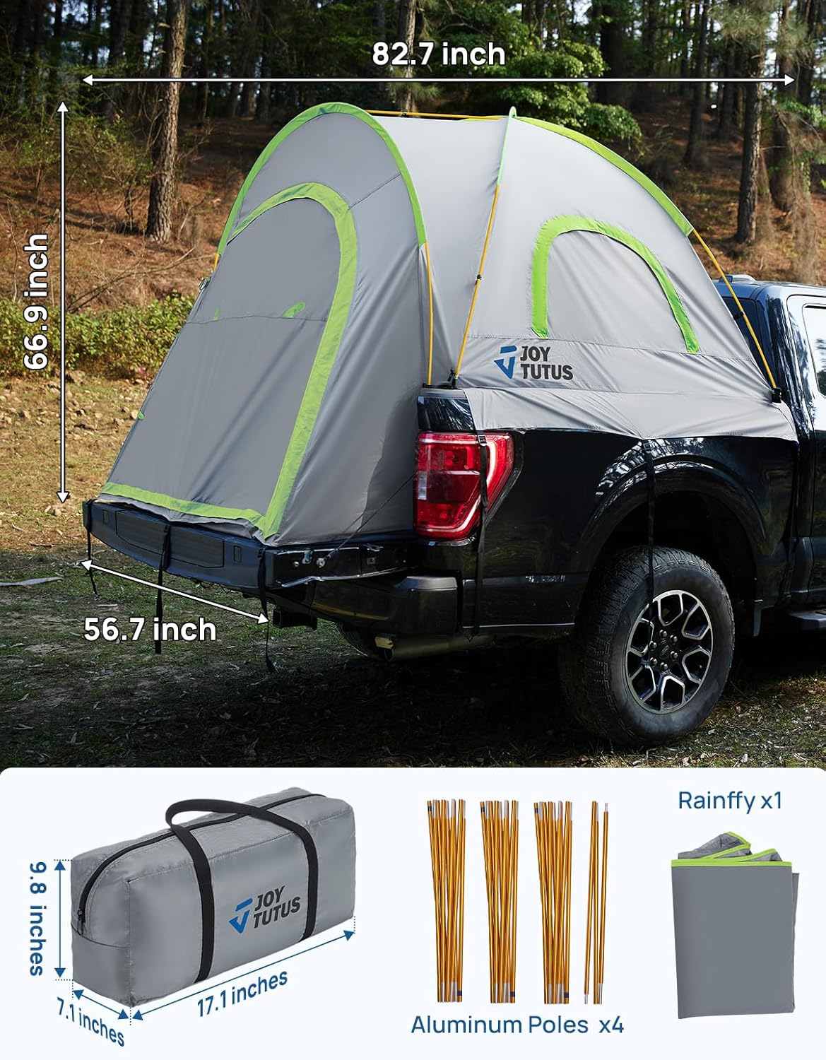 5 ft Pickup Truck Tent 2.0, PU2000mm Waterproof Double-Layer Tent