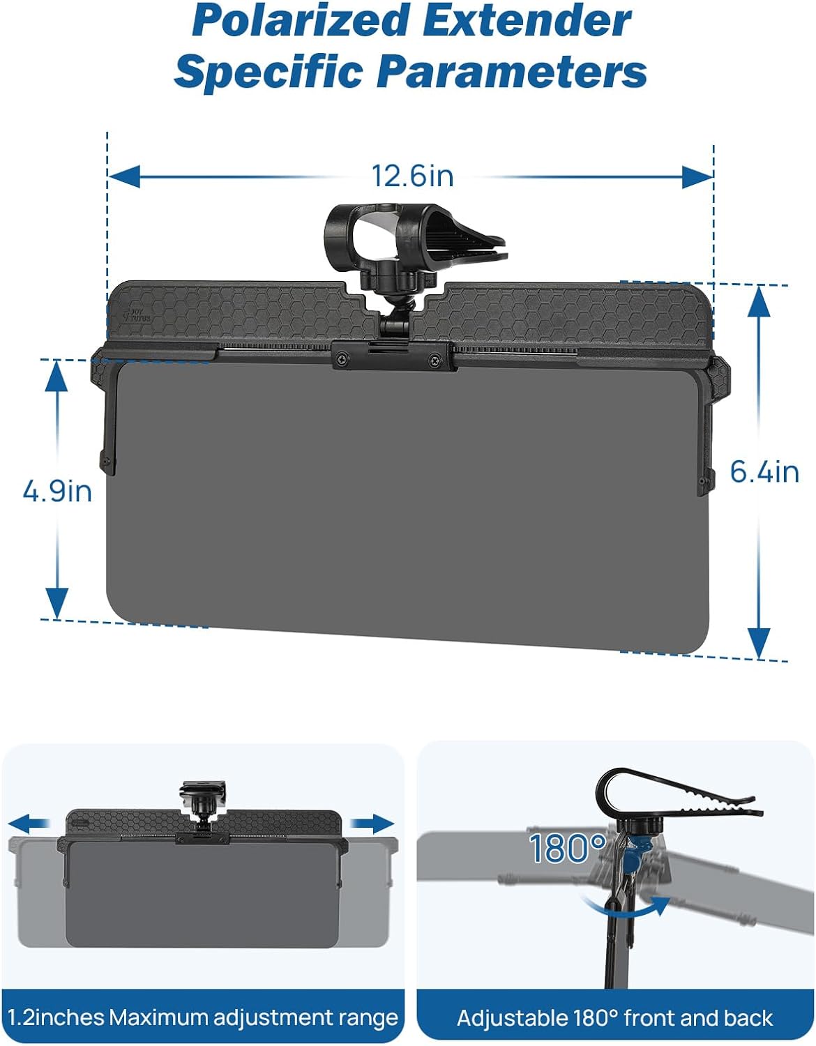 JOYTUTUS Polarized Sun Visor Extender for Car, Upgraded Ajustable Car Sun Visor Extension Sun Blocker, Anti-Glare Stray Light