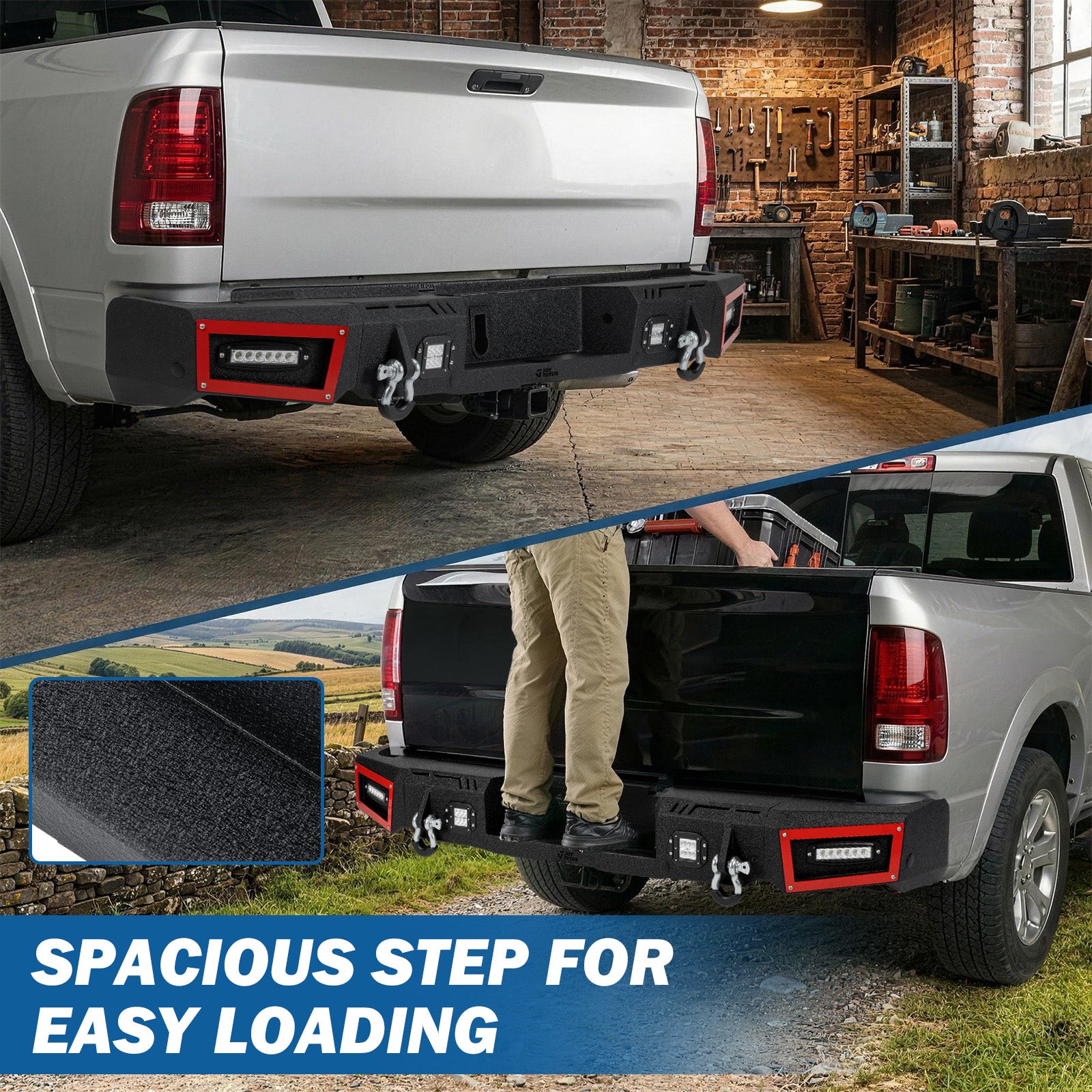 Ram 1500 Rear Bumper with LED Lights (2009–2018 & 2019–2024 Classic)