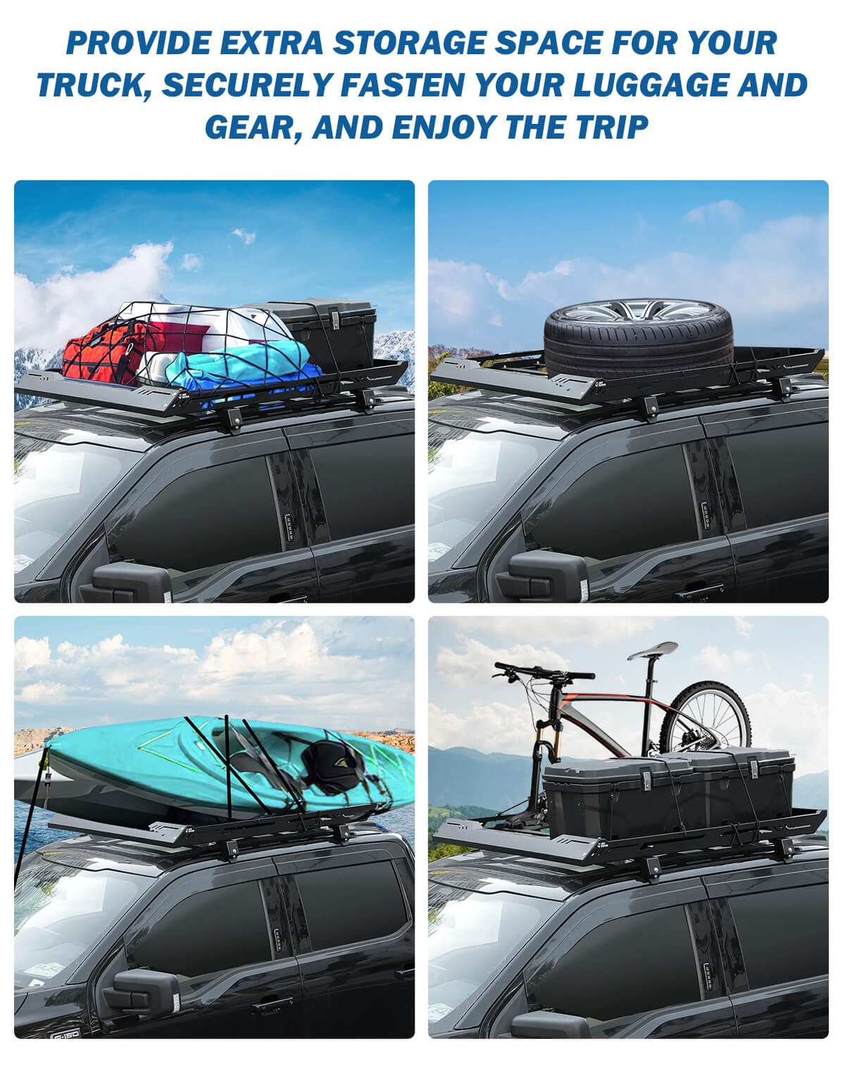 Roof Rack Basket for Ford F-150 Crew Cab 2021–2025, Heavy-Duty Cargo