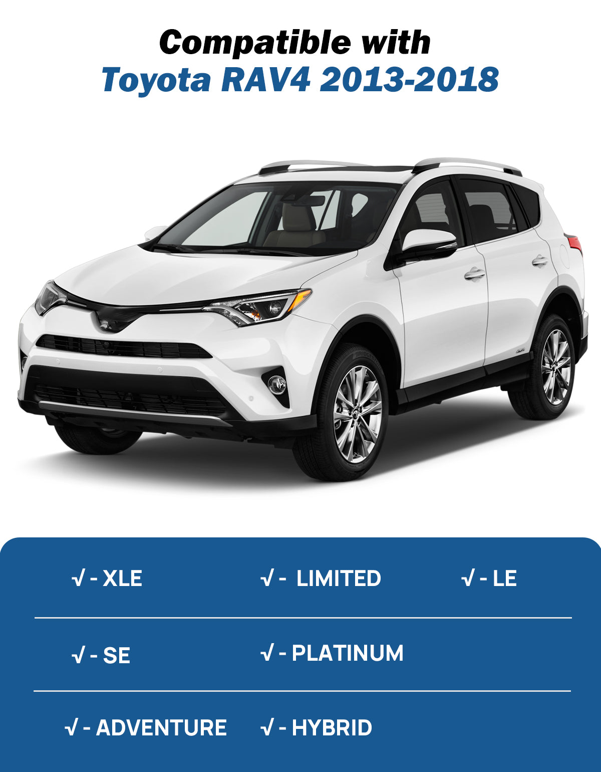 Toyota RAV4 2013–2018 Lockable Roof Rack Cross Bars (Side Rails)
