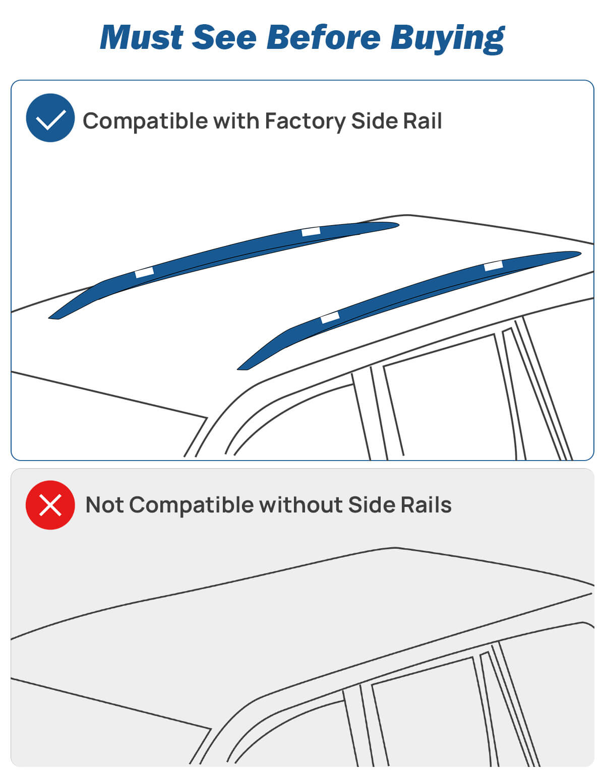 Lockable Roof Rack Cross Bars for RAV4 2019–2026 w/ Side Rails