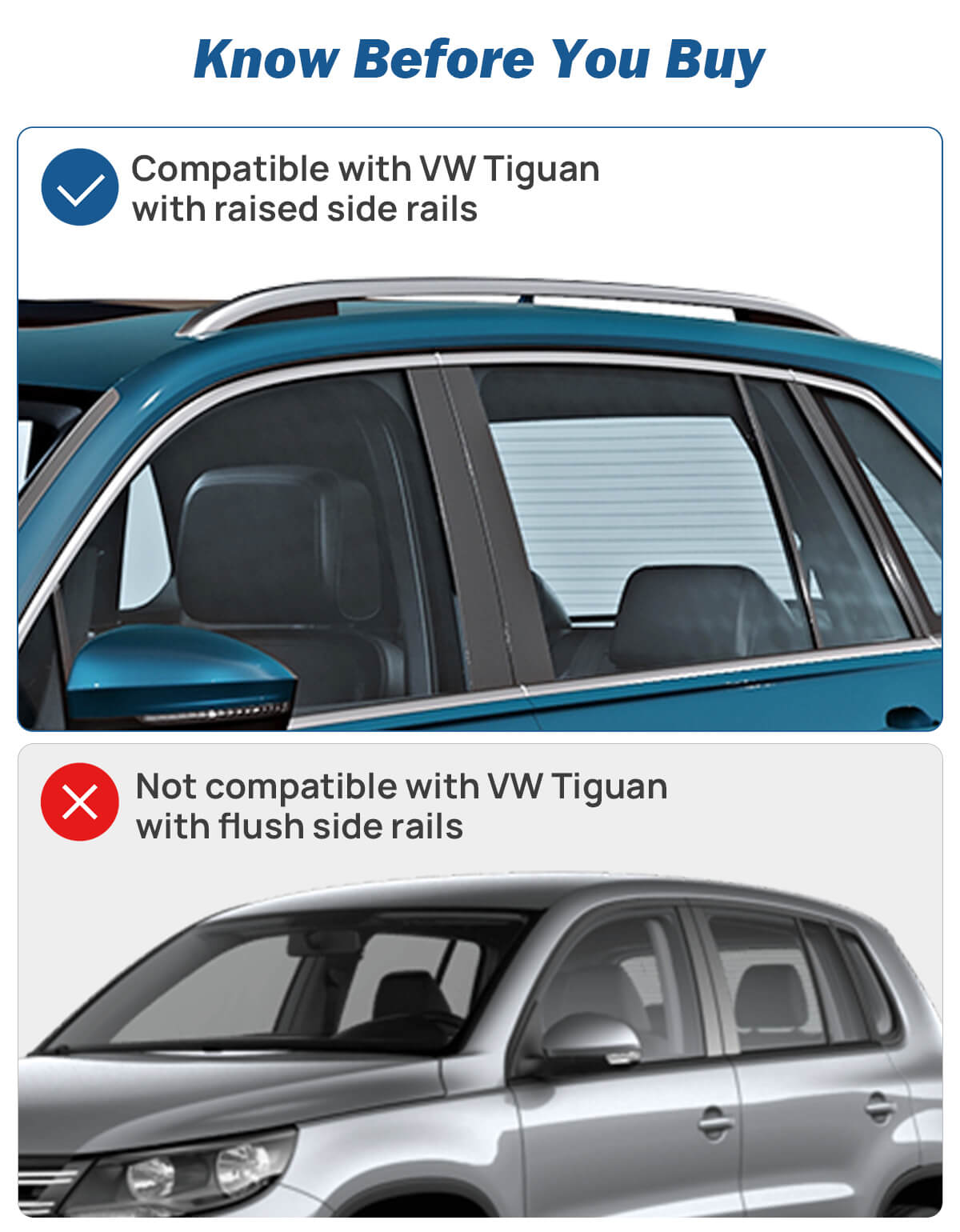 Lockable Roof Rack Cross Bars for VW Tiguan 2018–2024, Anti-Theft