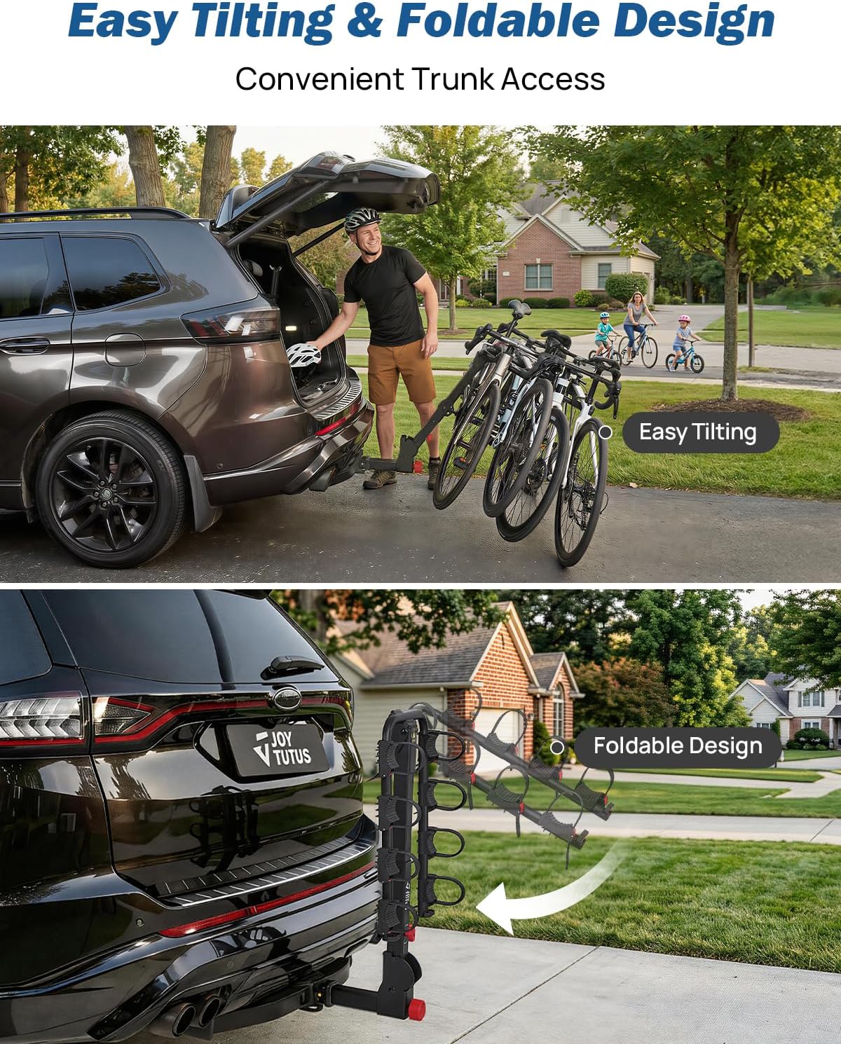 4-Bike Hitch Rack for Cars & SUVs – 2" Receiver, 164 lbs Capacity