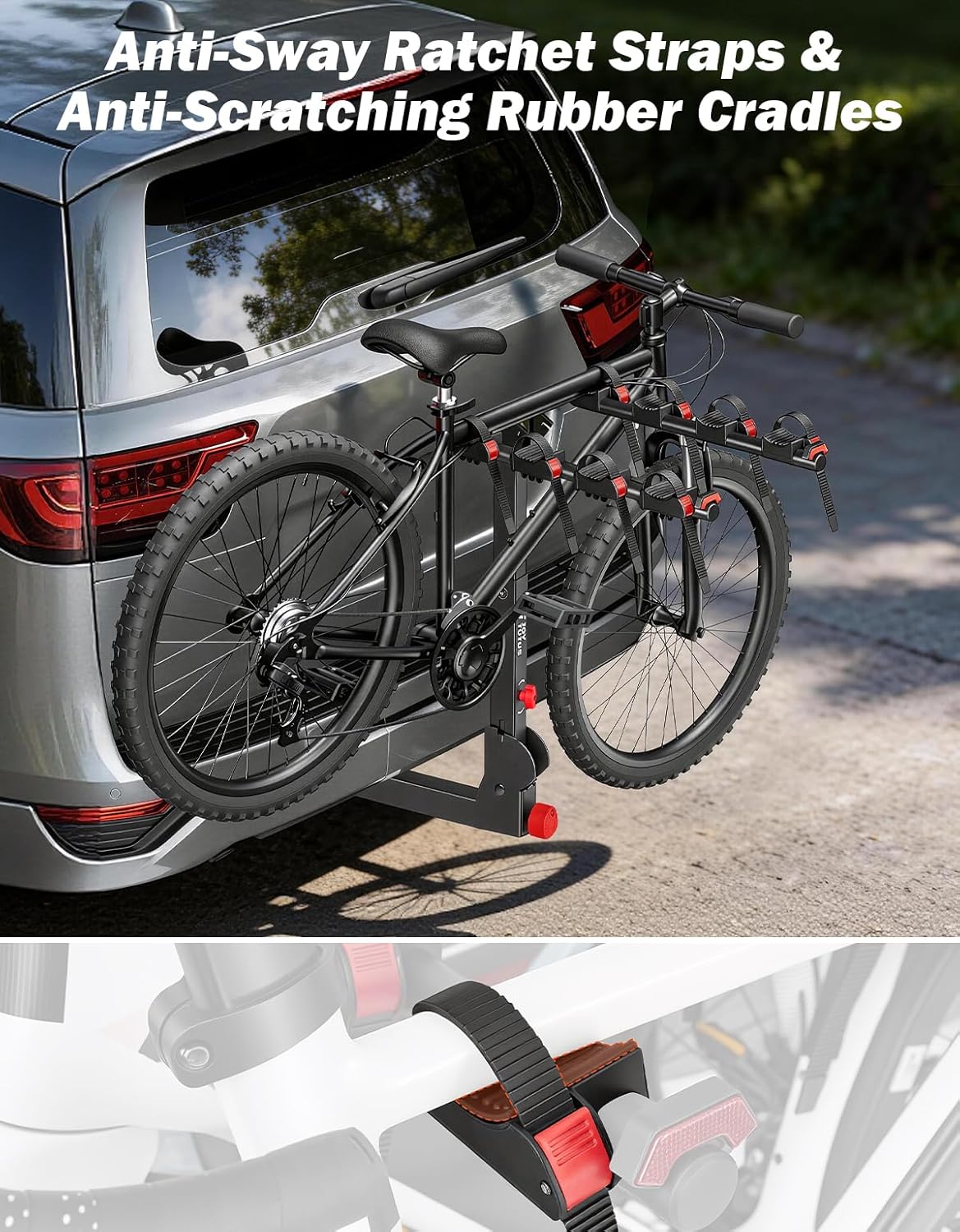 4-Bike Hitch Rack for Cars & SUVs – 2" Receiver, 164 lbs Capacity