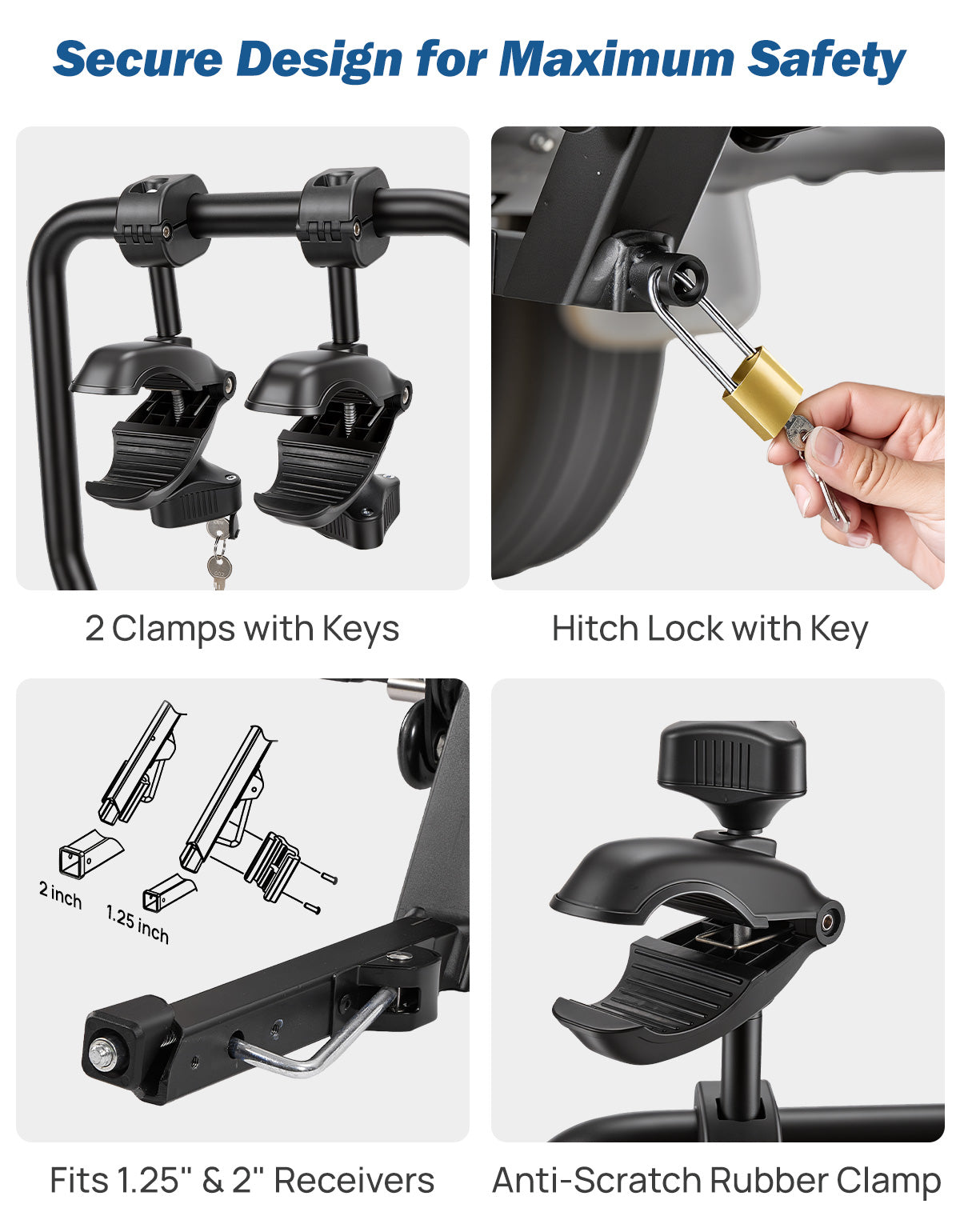 Hitch Bike Rack for 2 Bikes – 1¼" & 2" Receiver, 100 lbs Capacity