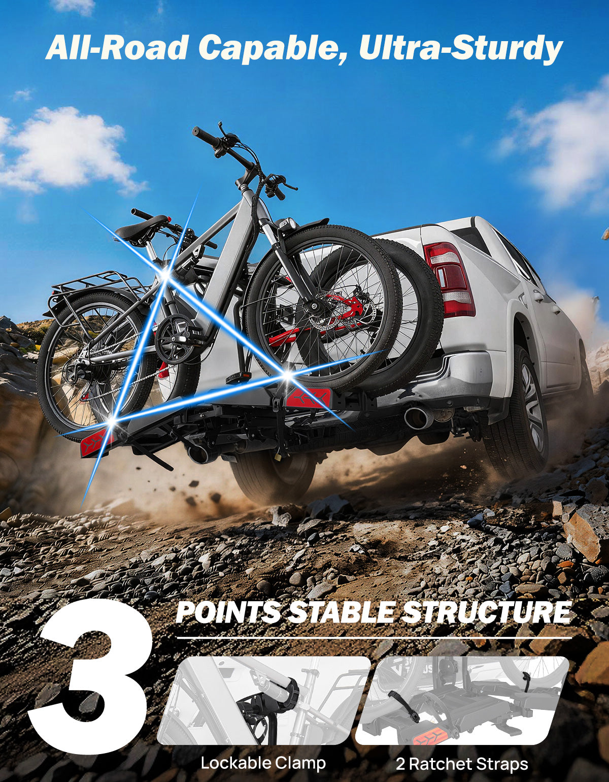 Hitch EBike Rack with Ramp for 2 E-Bikes