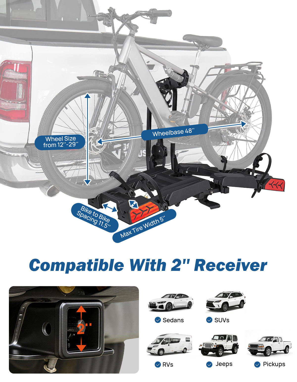 Hitch EBike Rack with Ramp for 2 E-Bikes
