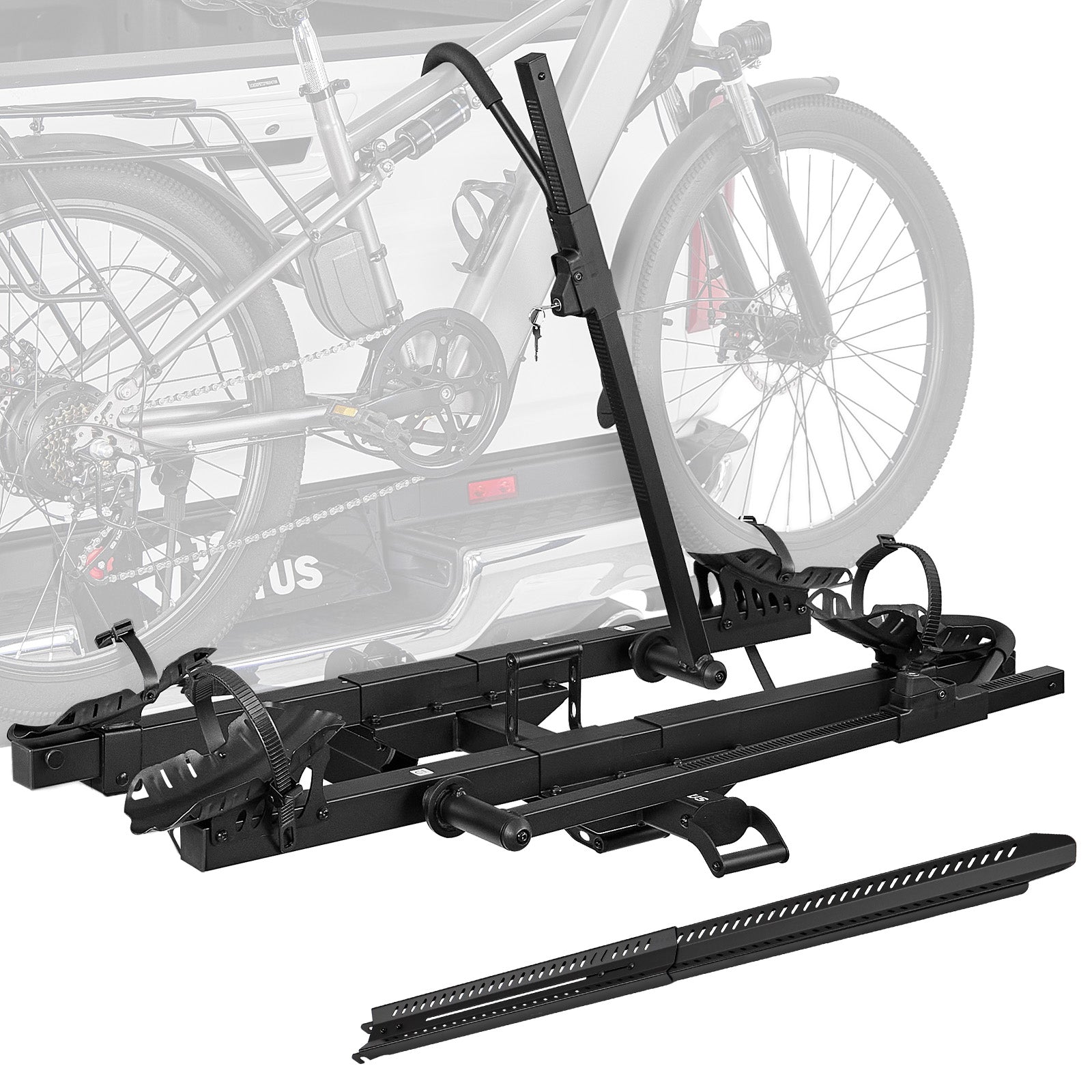 2-Bike Hitch E-Bike Rack – 200 lbs Platform Rack with Ramp for 2" Receiver