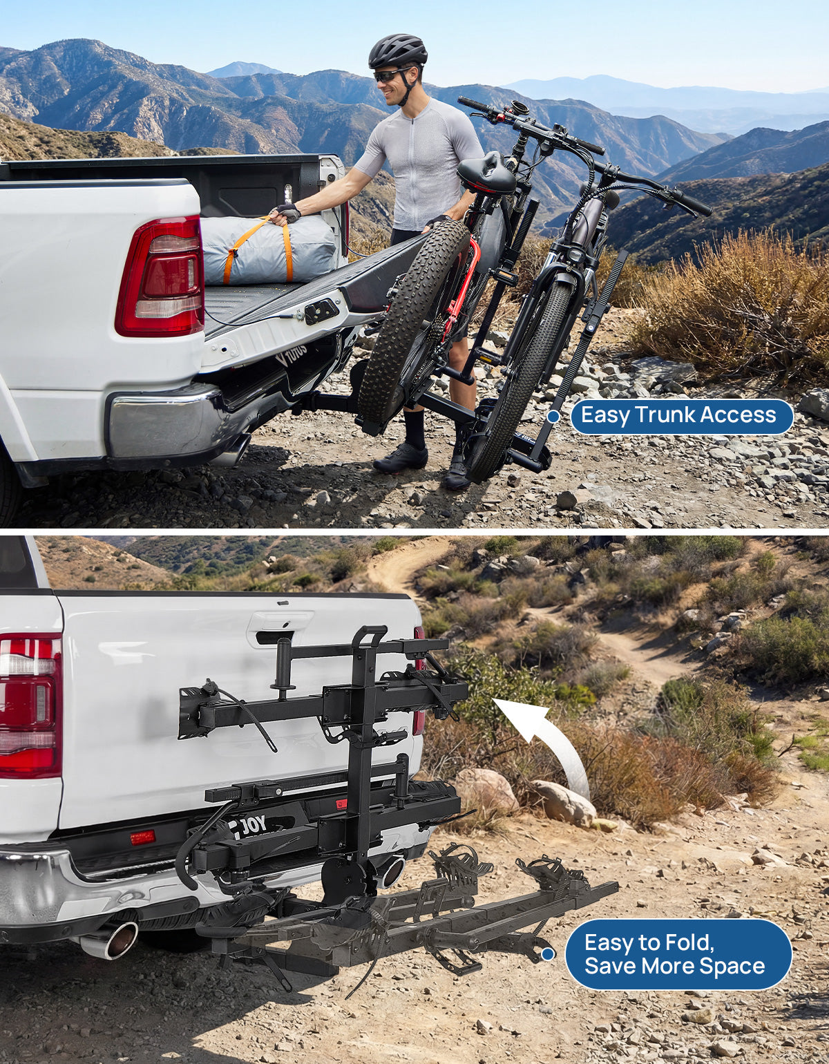 2-Bike Hitch E-Bike Rack – 200 lbs Platform Rack with Ramp for 2" Receiver