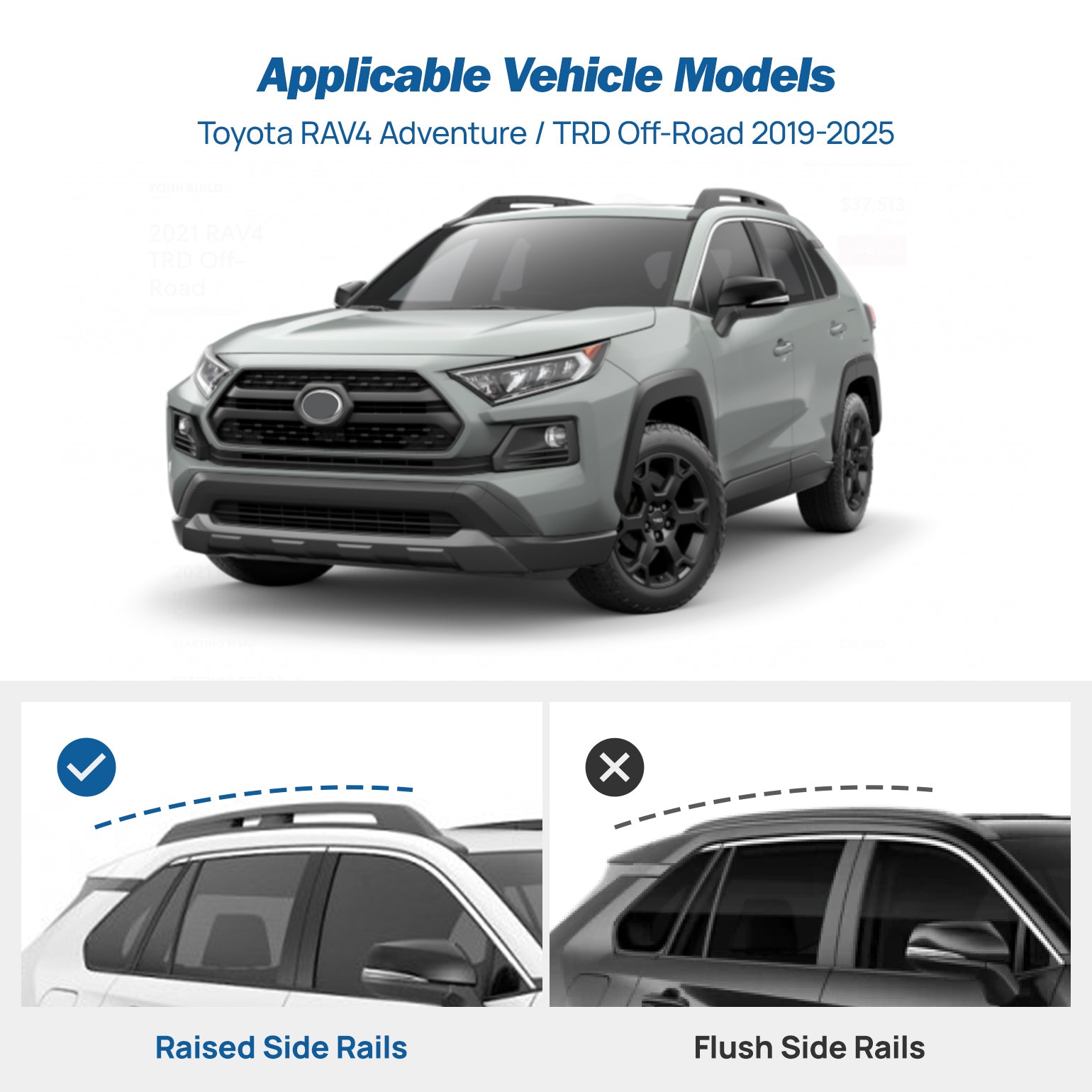 Toyota RAV4 Adventure & TRD Off-Road (2019–2025) Roof Rack Cross Bars – Lockable Aluminum