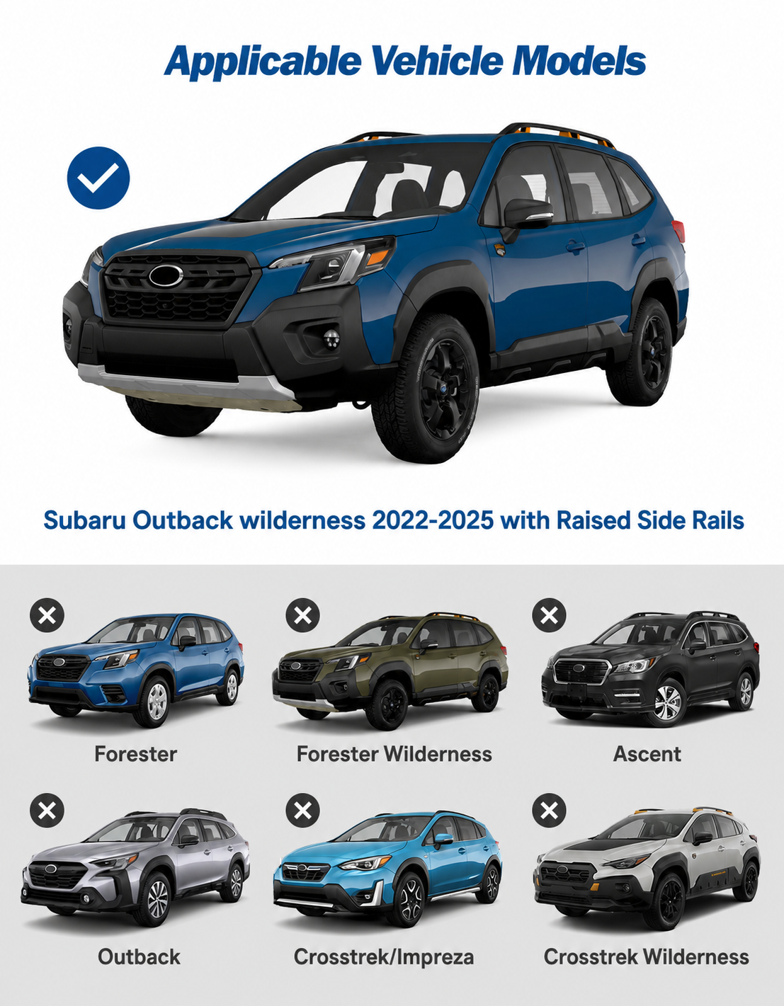 Subaru Outback Wilderness (2022–2025) Roof Rack Cross Bars Raised Rails – Lockable Aluminum