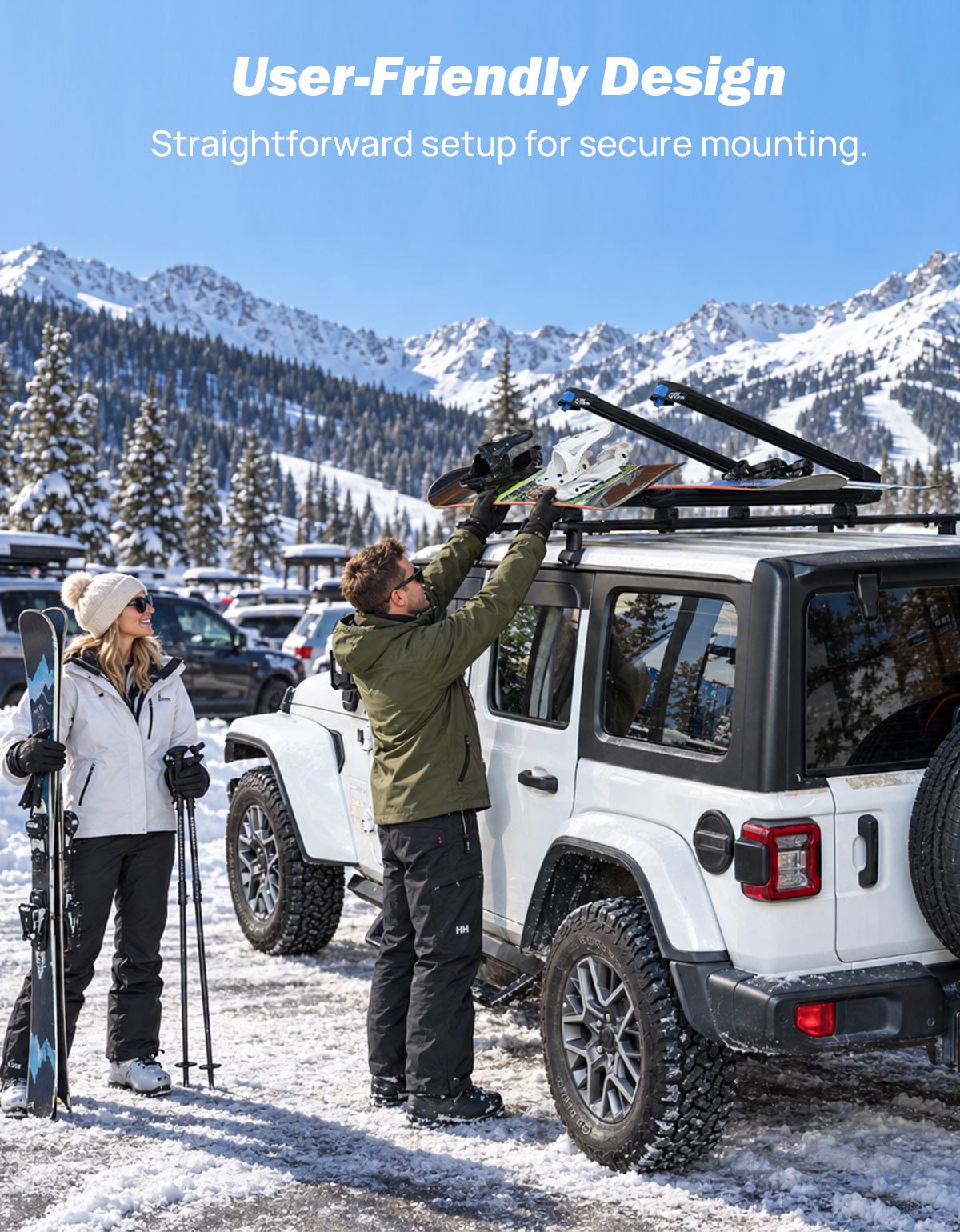 Sliding Ski & Snowboard Roof Rack, Lockable Carrier for 6 Pairs of Skis or 4 Snowboards