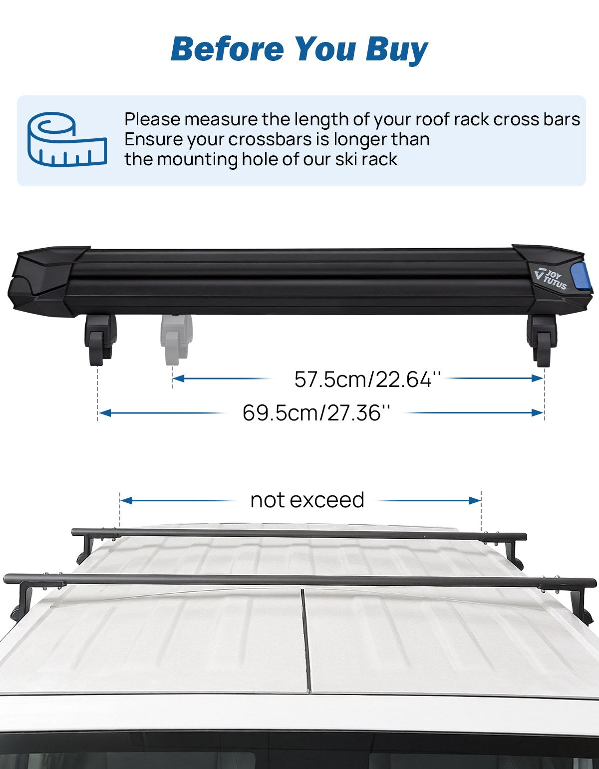 Sliding Ski & Snowboard Roof Rack, Lockable Carrier for 6 Pairs of Skis or 4 Snowboards
