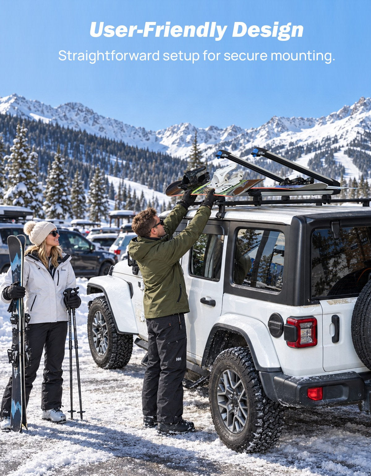 Sliding Ski & Snowboard Roof Rack, Lockable Carrier for 6 Pairs of Skis or 4 Snowboards
