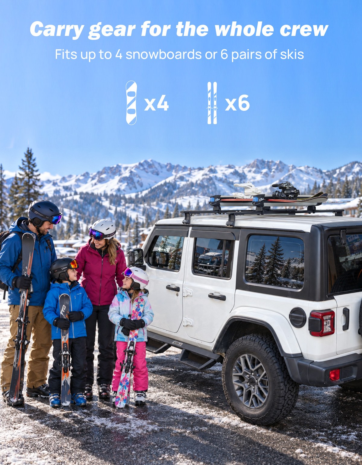 Sliding Ski & Snowboard Roof Rack, Lockable Carrier for 6 Pairs of Skis or 4 Snowboards