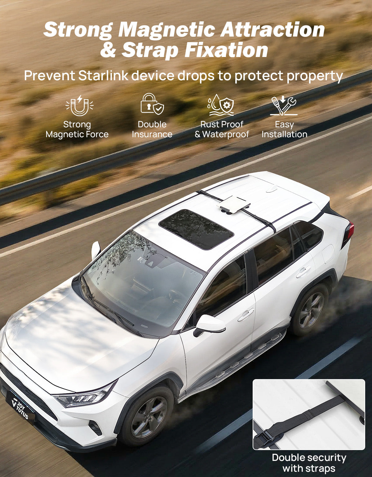 Magnetic Starlink Mini Car Mount – 200 lb Heavy-Duty Roof Mount