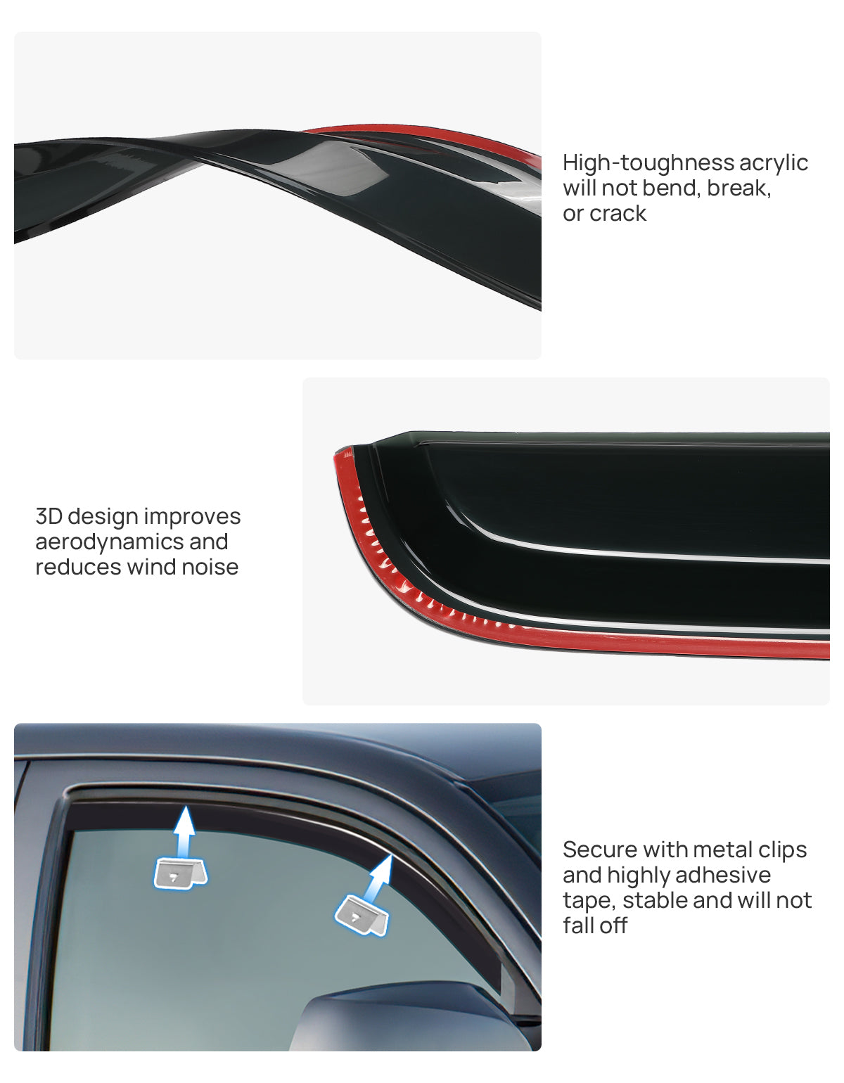 In-Channel Rain Guards for Toyota Tacoma Double Cab 2005–2015