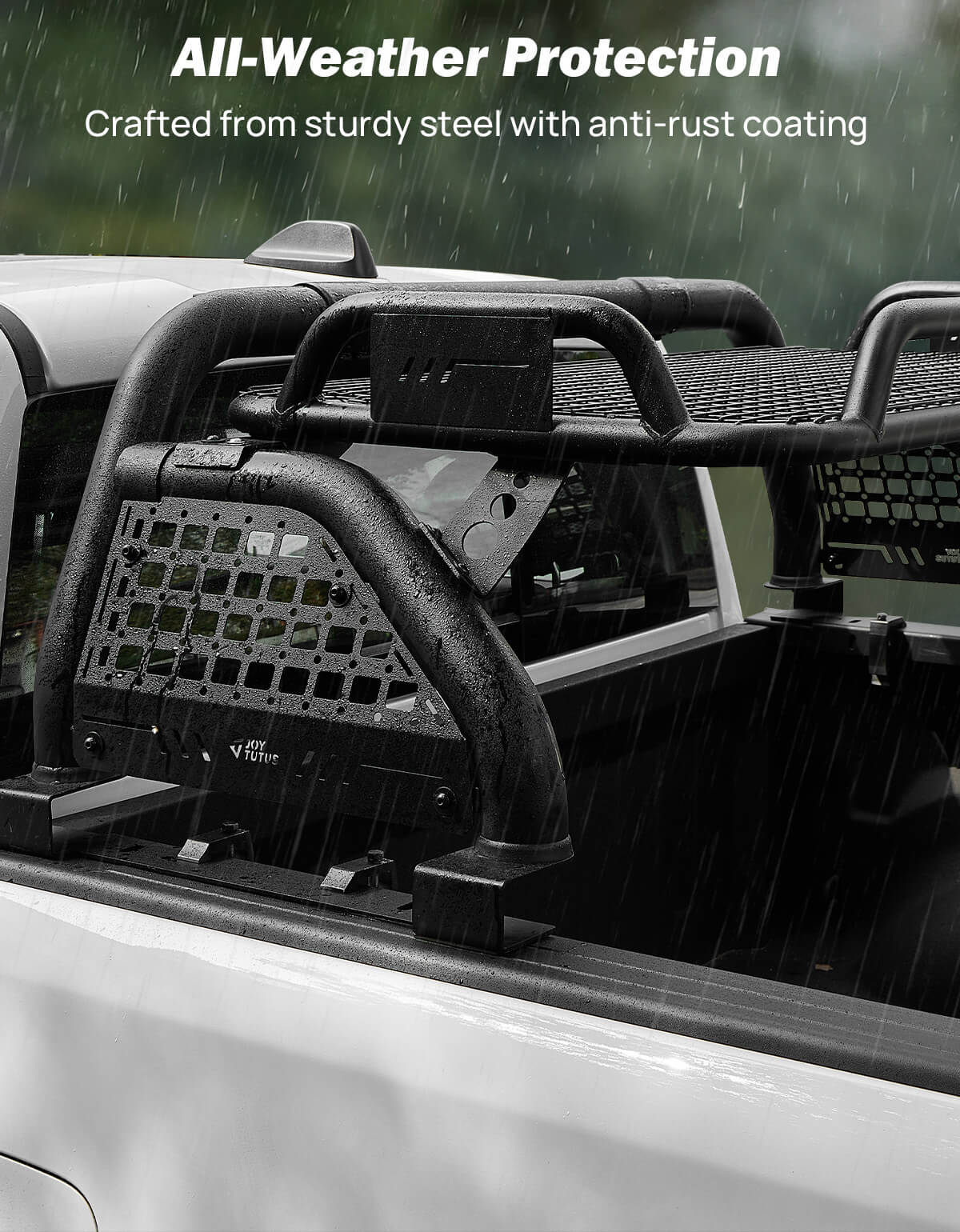 Roll Bar with Cargo Basket for Full-Size Trucks, Extendable Chase Rack