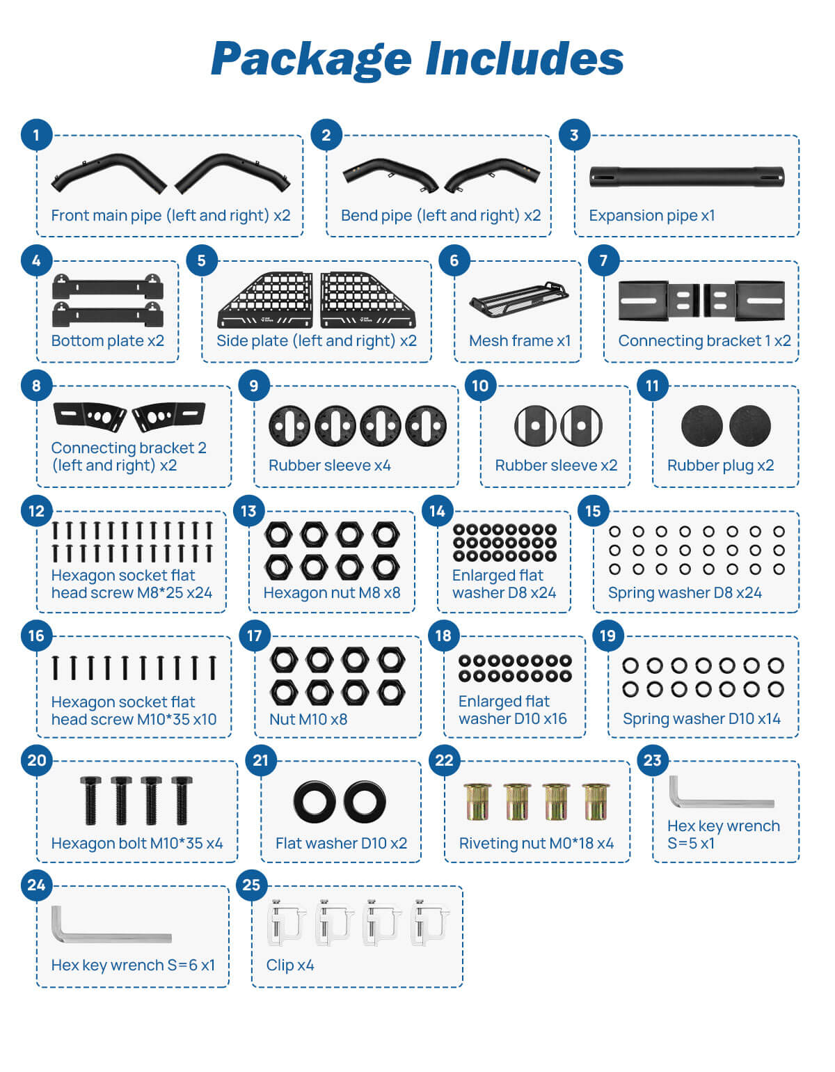 Roll Bar with Cargo Basket for Full-Size Truck