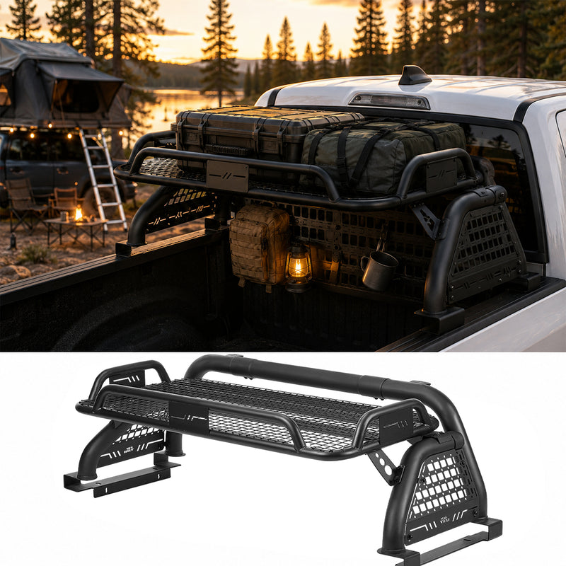 Roll Bar with Cargo Basket & MOLLE Panels for Full-Size Trucks