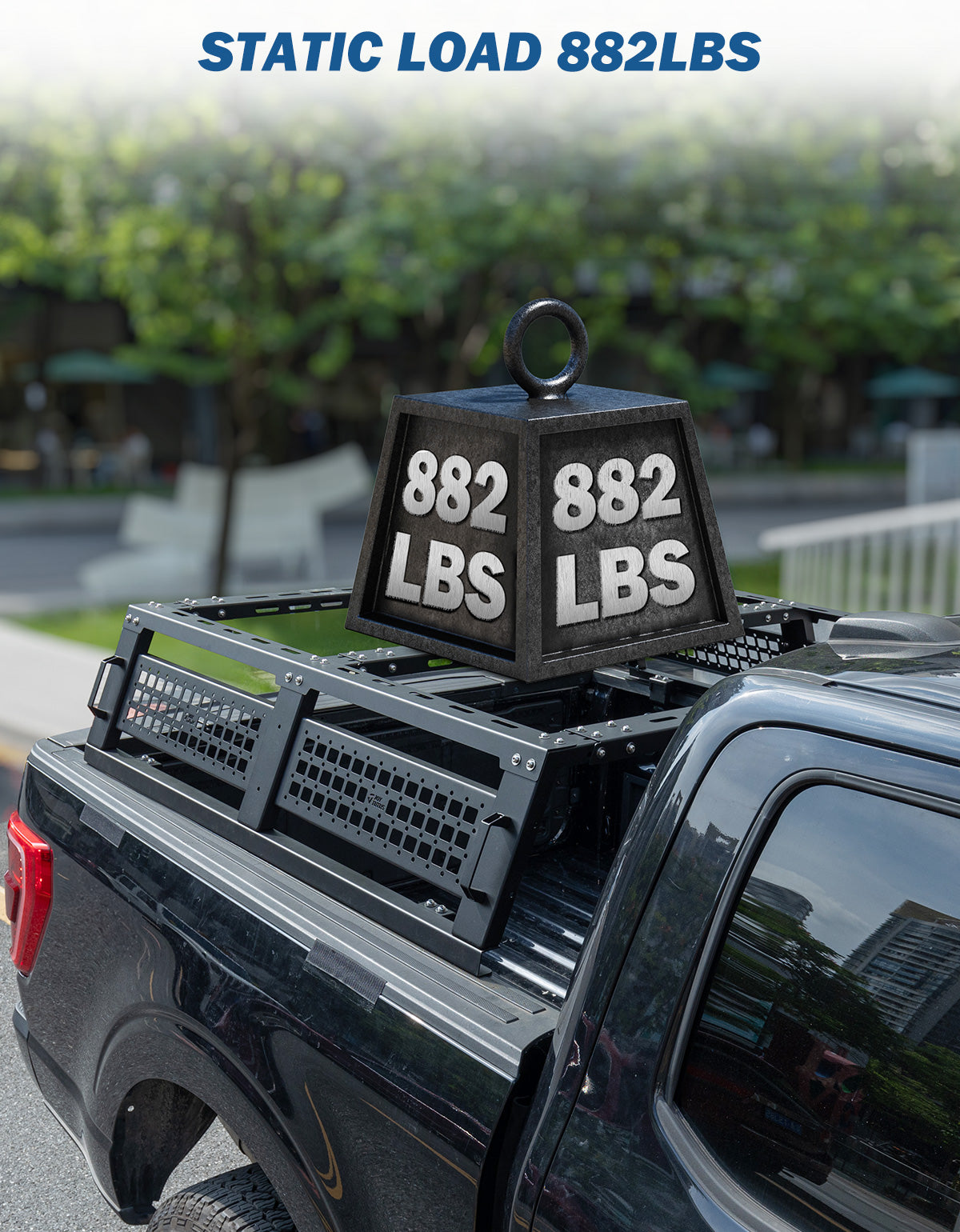 Full Size Truck Bed Rack for Overland & Rooftop Tent, Adjustable No-Drill Bed Rack