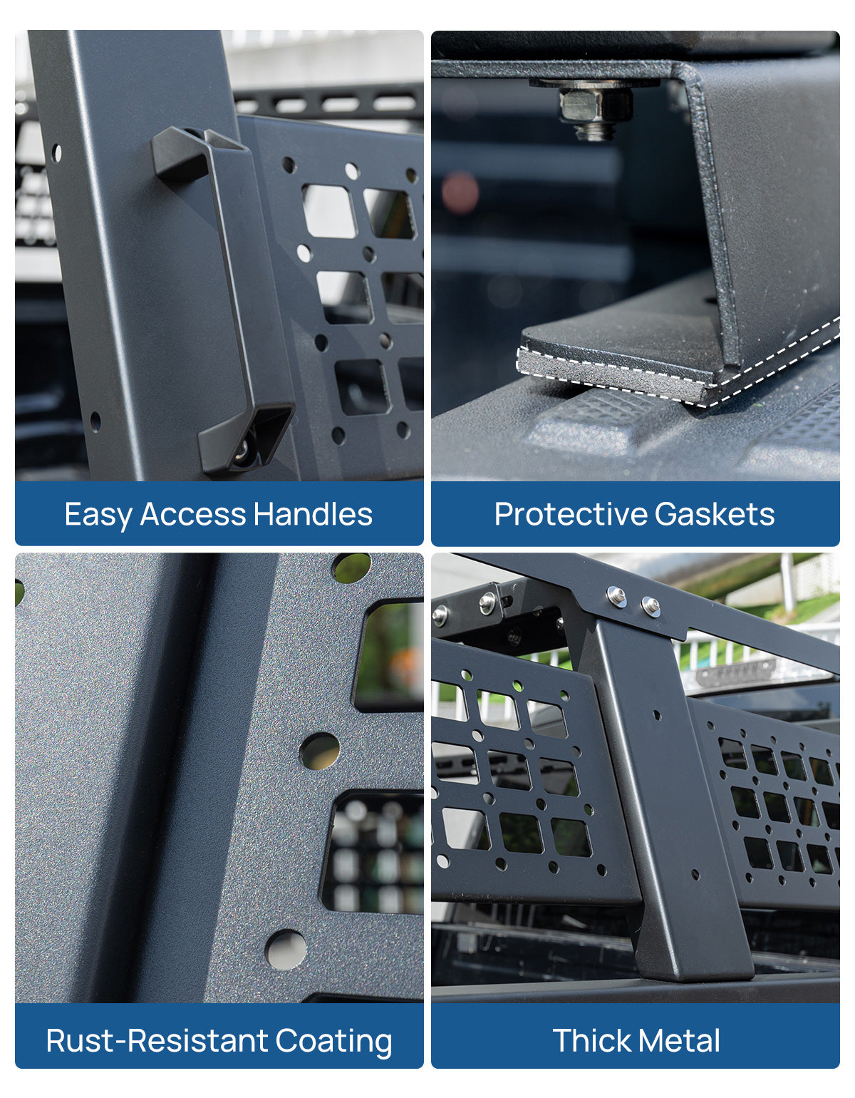 Full Size Truck Bed Rack for Overland & Rooftop Tent, Adjustable No-Drill Bed Rack