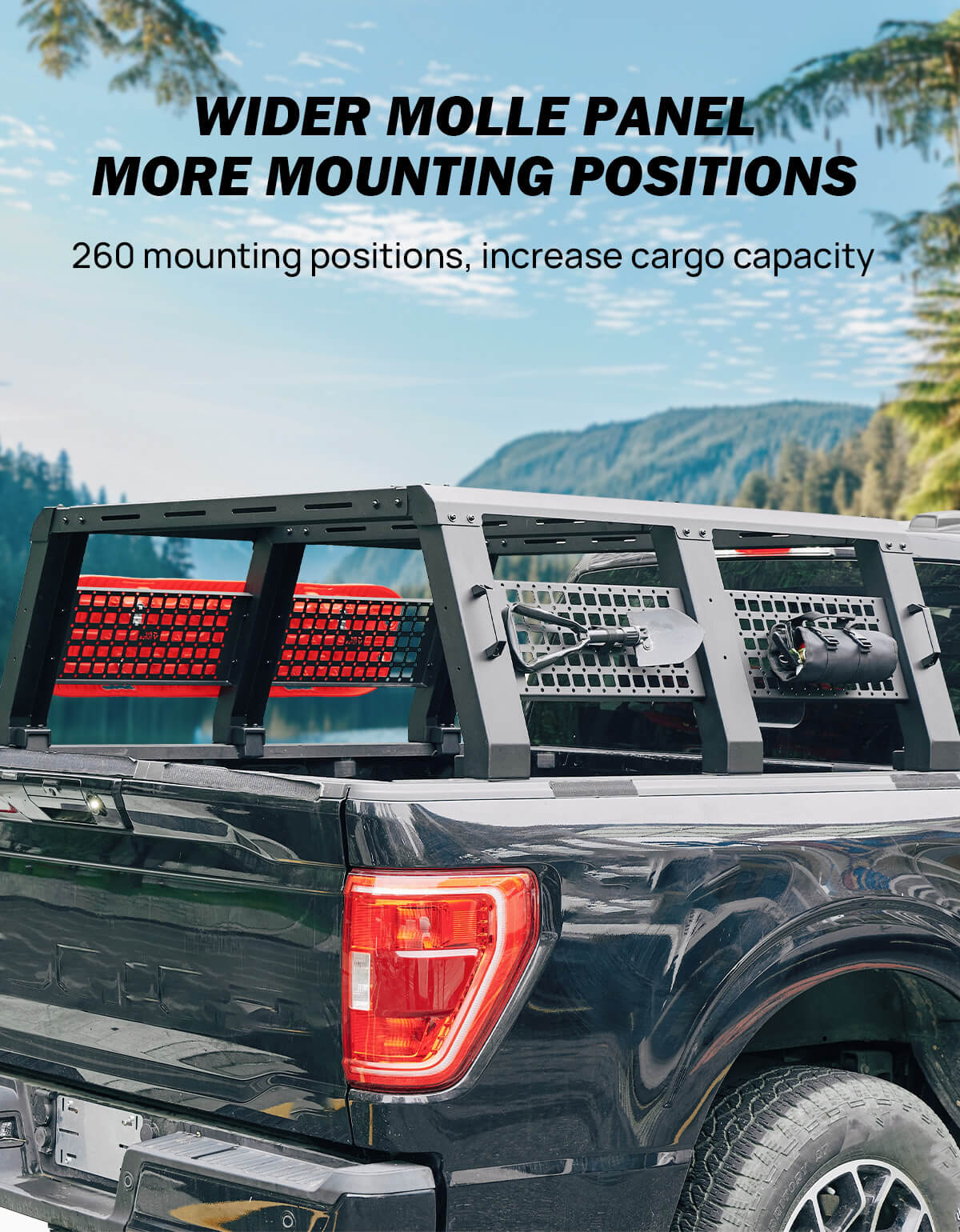 High Truck Bed Rack for Full Size & Mid Size Truck 16.5-21.2"