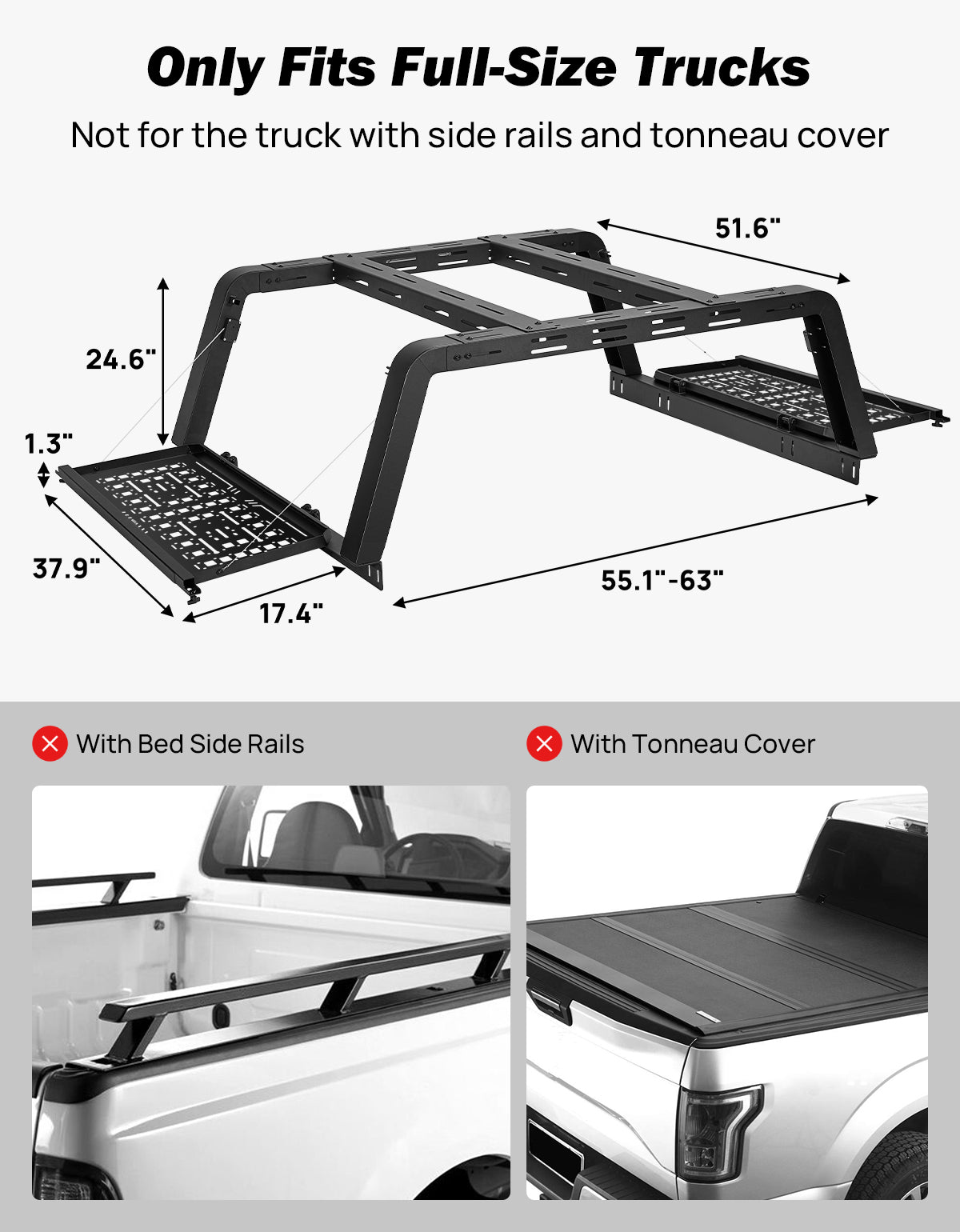 Tactical Fold-Down Rack | MOLLE Overland Rack for Full-Size Trucks