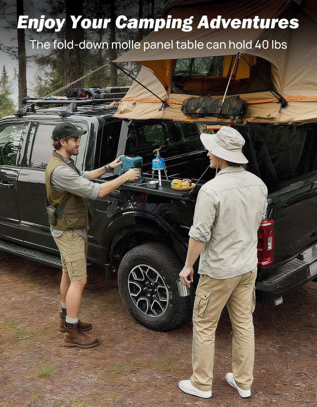 Tactical Fold-Down Rack | MOLLE Overland Rack for Full-Size Trucks