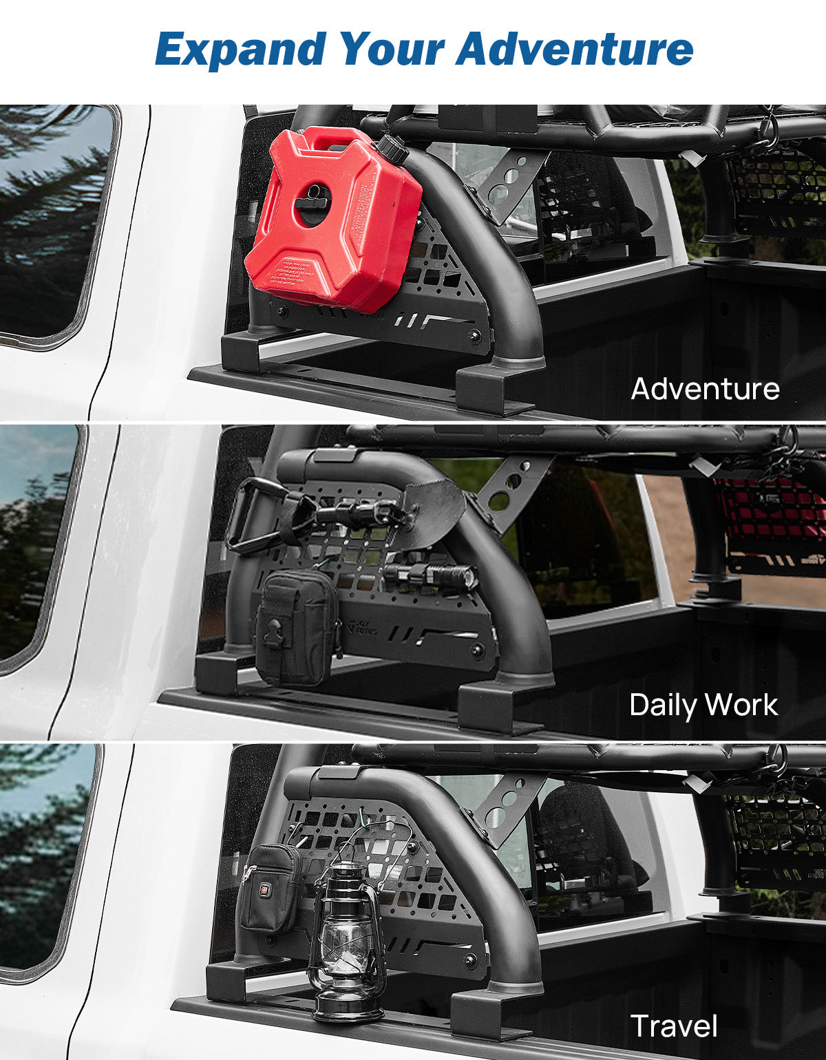 Full-Size Truck Roll Bar with Cargo Basket & Brake Light – Chase Rack