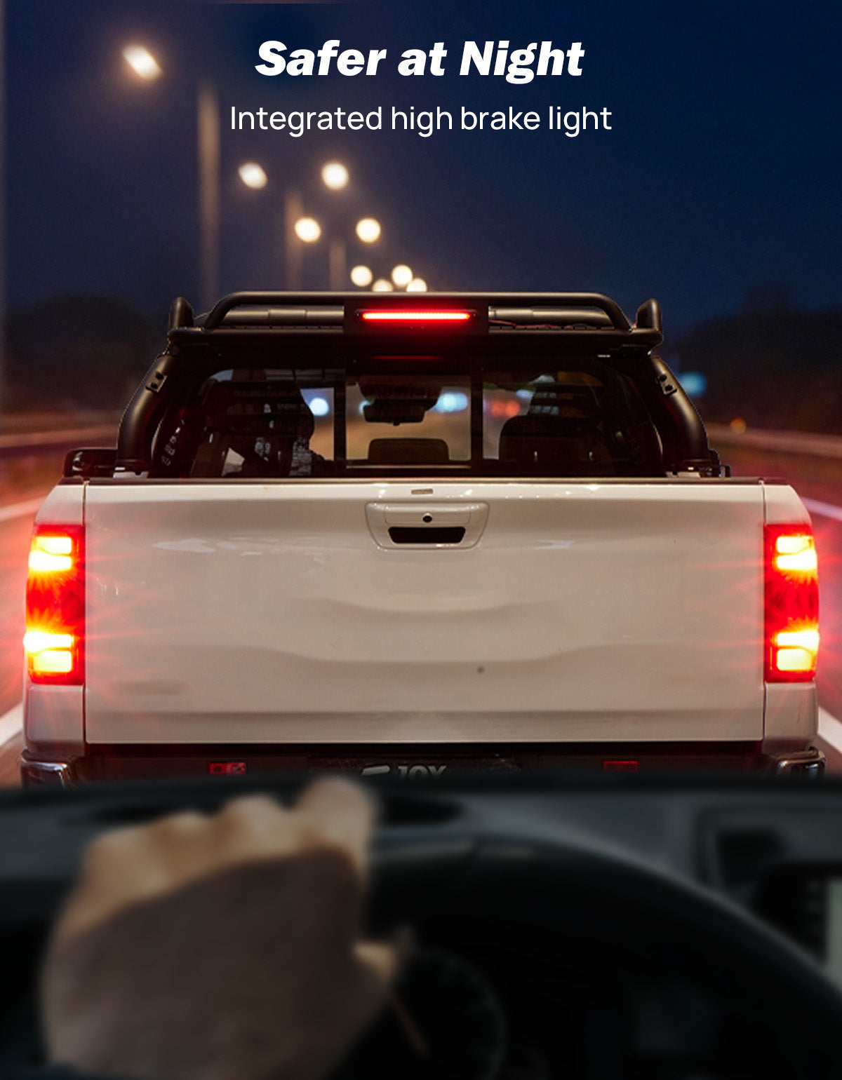 Full-Size Truck Roll Bar with Cargo Basket & Brake Light – Chase Rack
