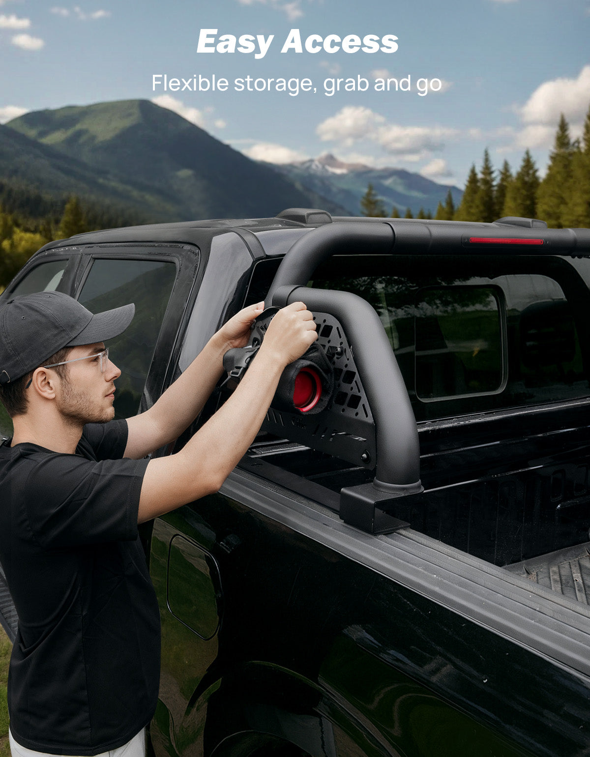 Full-Size Truck Roll Bar with Brake Light – Fits F150, Silverado, Ram & Tundra