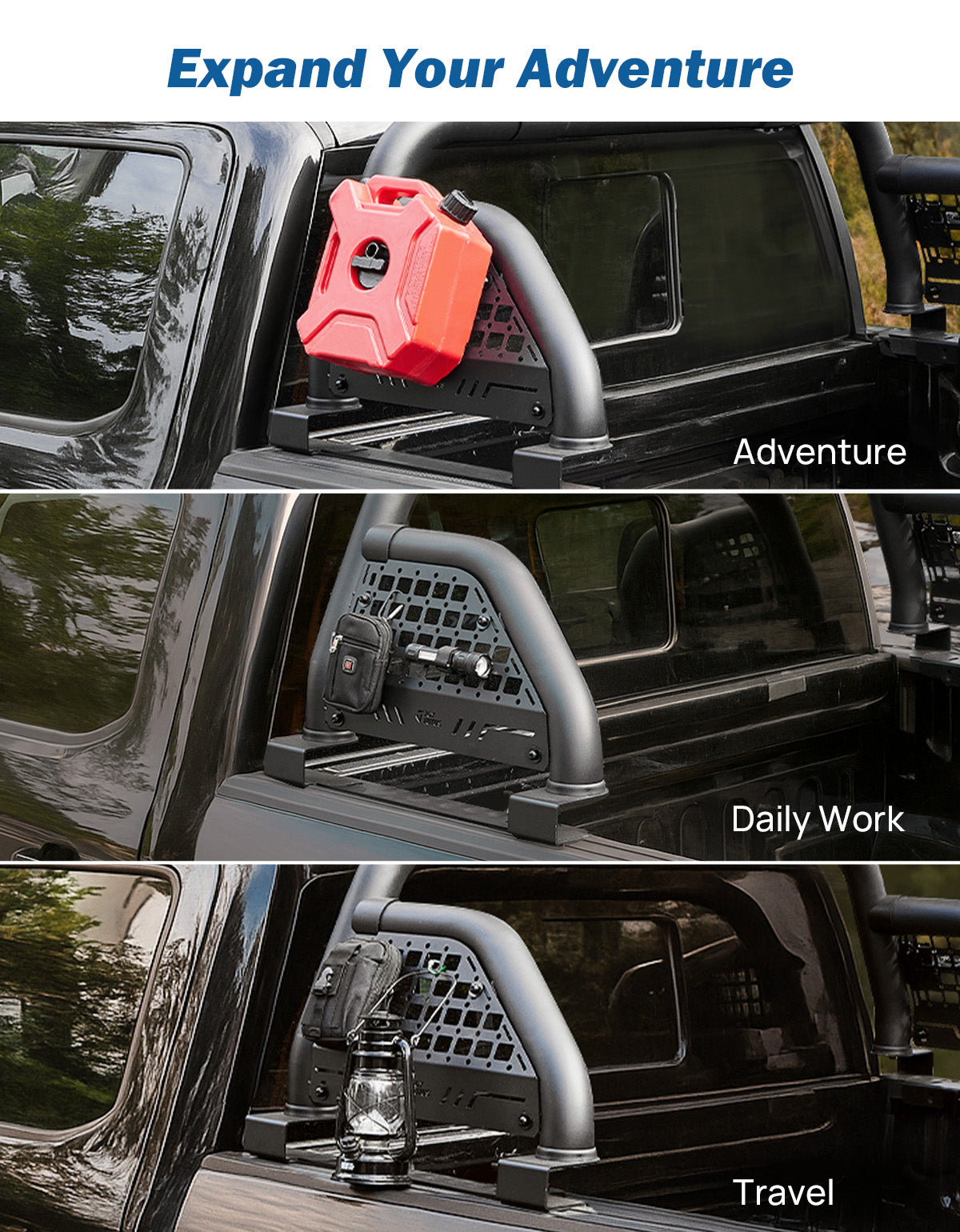 Full-Size Truck Roll Bar with Brake Light – Fits F150, Silverado, Ram & Tundra