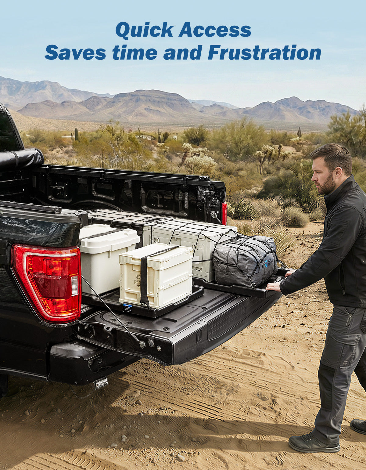 350LB Adjustable Slide-Out Truck Bed Organizer Tray