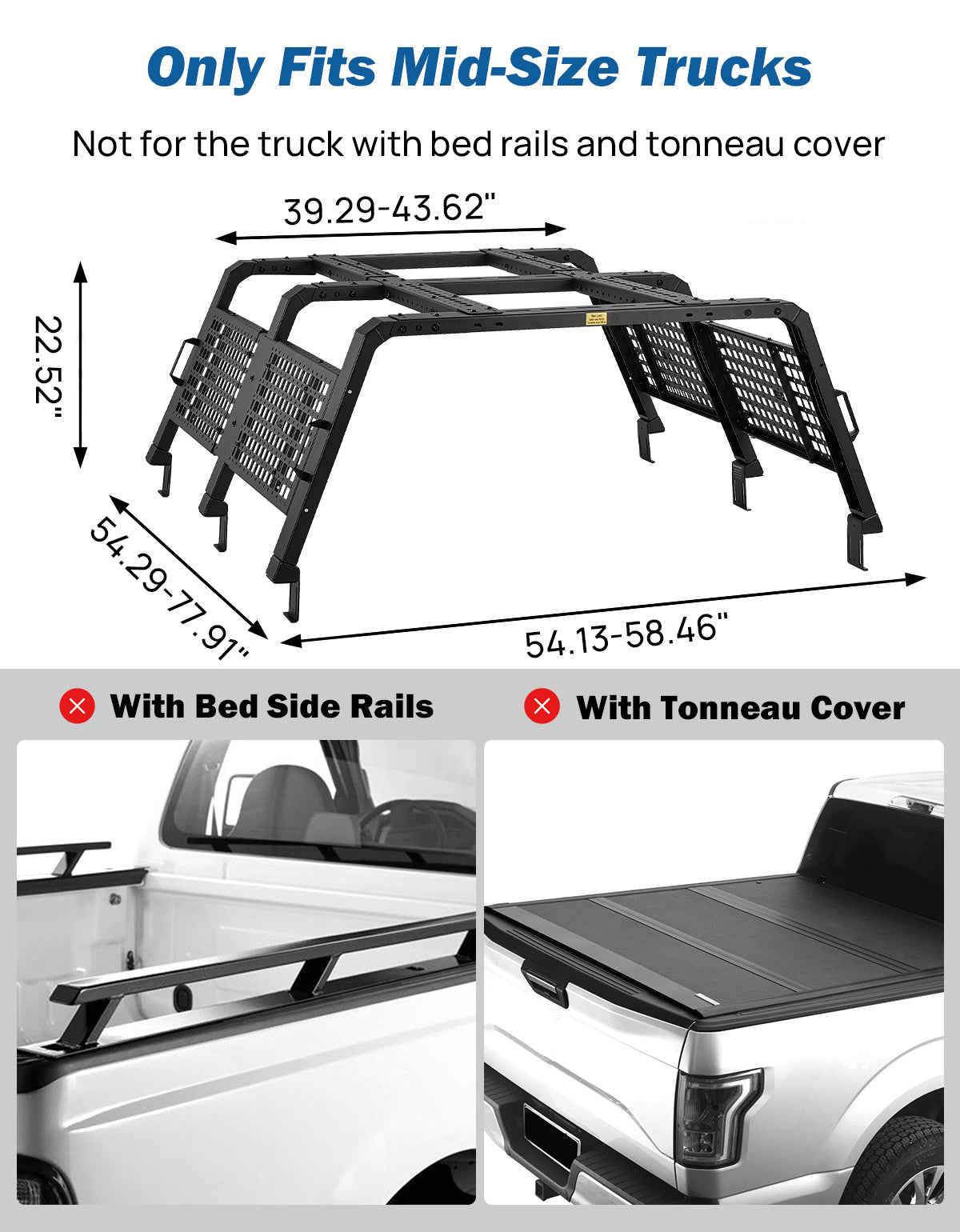 Mid-Size Overland Bed Rack for Tacoma, Gladiator & Ranger