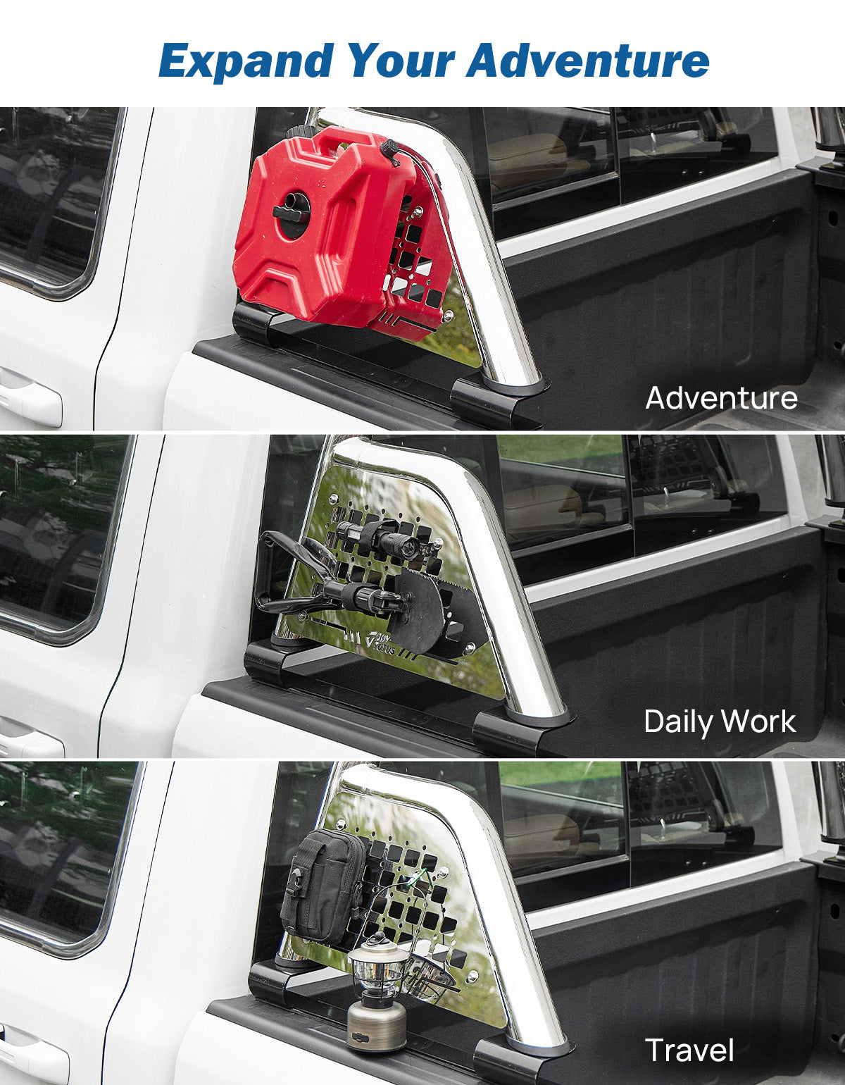 Stainless Steel Roll Bar for Full-Size Trucks – Compatible with F150, Silverado, Ram & Tundra