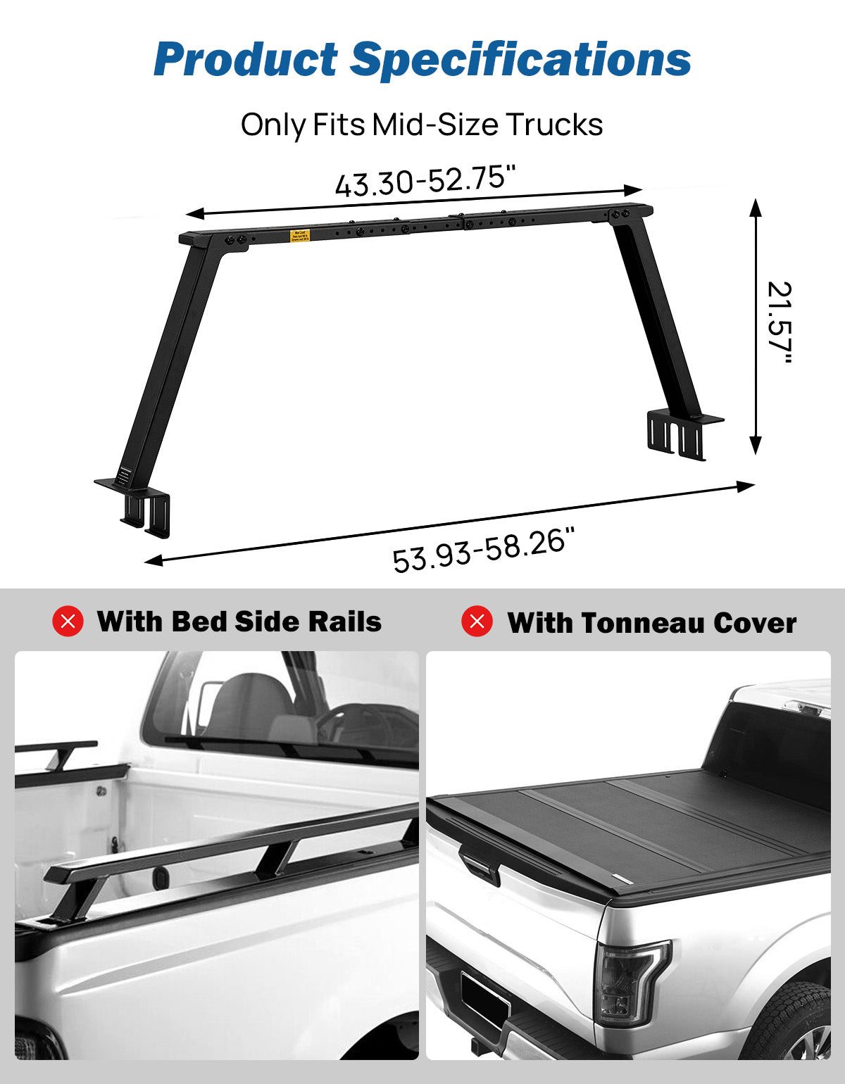 Adventure Utility Rack for Mid-Size Trucks | Heavy-Duty Bed Rack for Camping, Kayaks & Weekend Gear