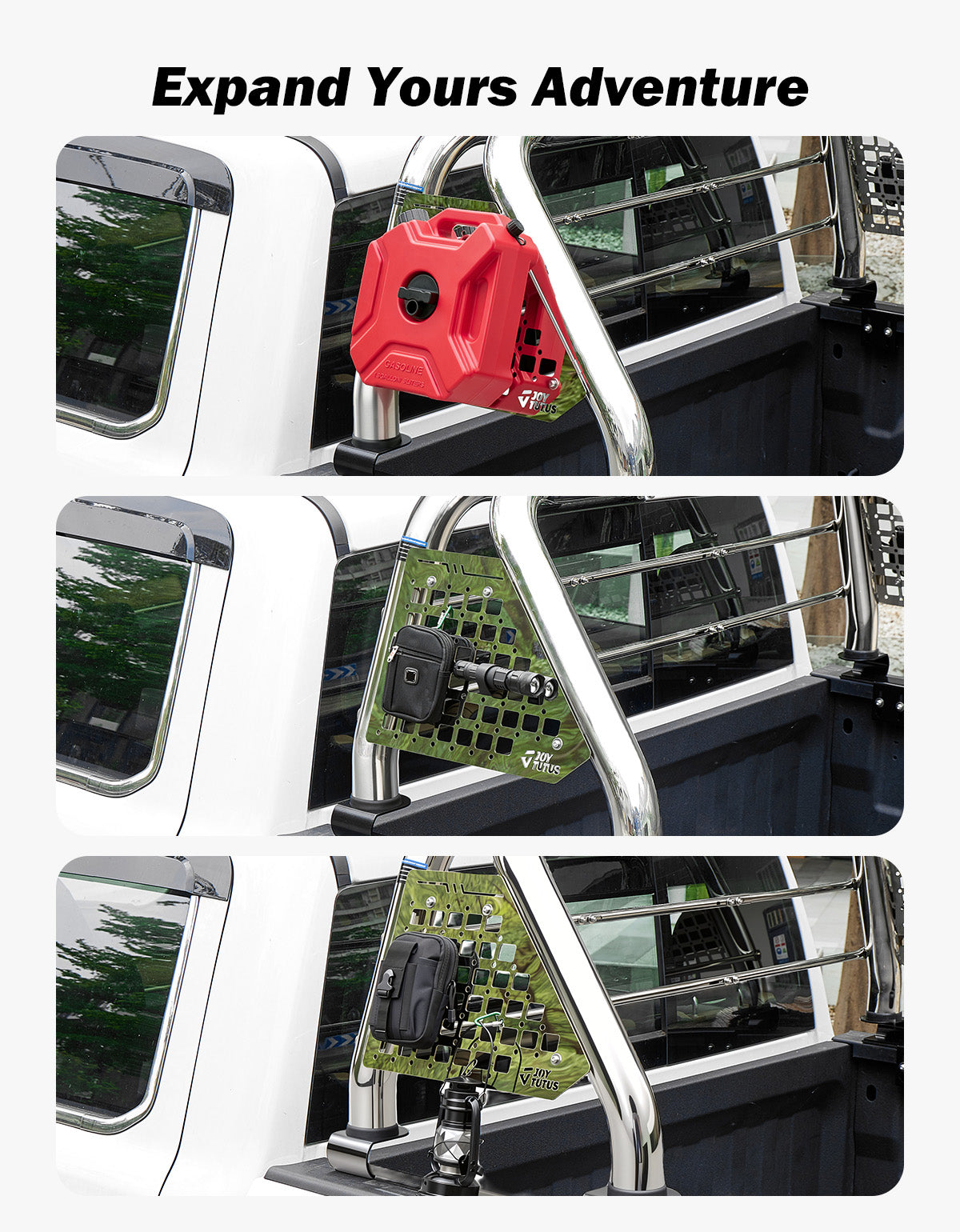 Stainless Steel Roll Bar with Rear Window Guard for F150, Silverado & Ram