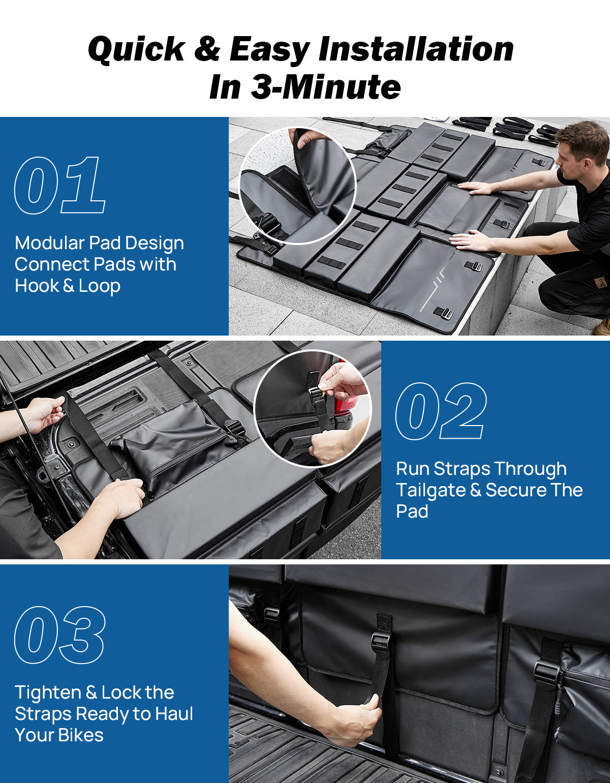 Modular Tailgate Bike Pad for Trucks – Holds 4–9 Bikes