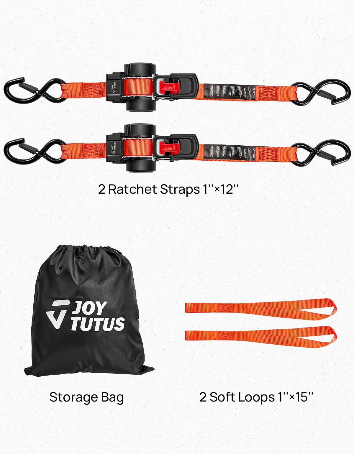 Retractable Ratchet Straps, 1" x 10FT, 2-Pack with Closed S-Hooks & Soft Loops