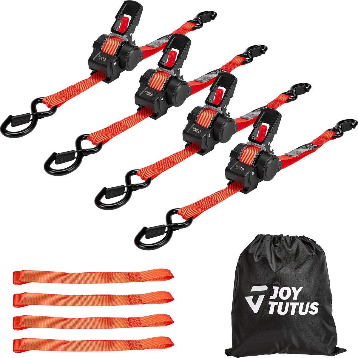 Retractable Ratchet Straps, 1" x 10FT, 2-Pack with Closed S-Hooks & Soft Loops